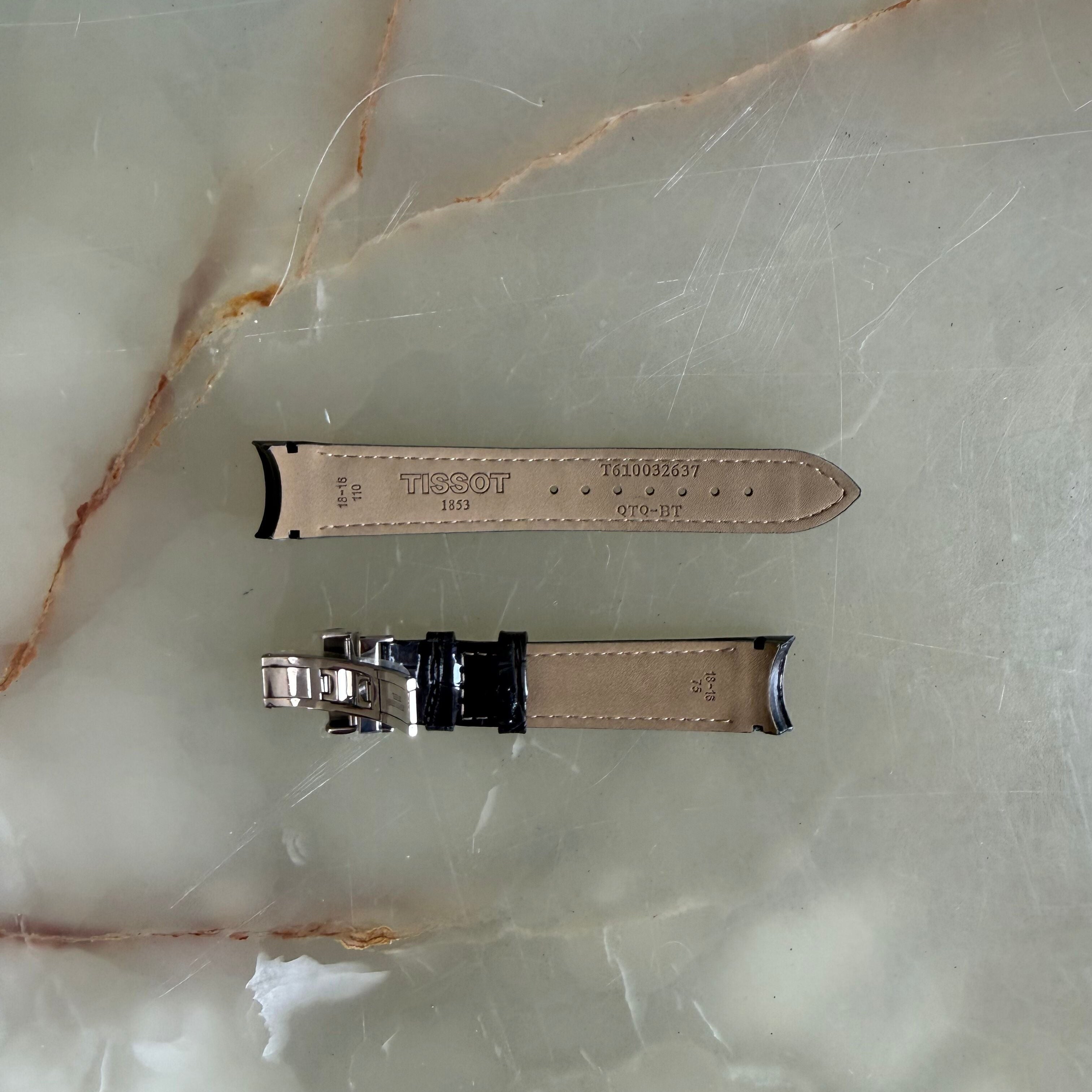 Authentic Tissot Black Leather Watch Strap Band 18mm w Buckle T610032637