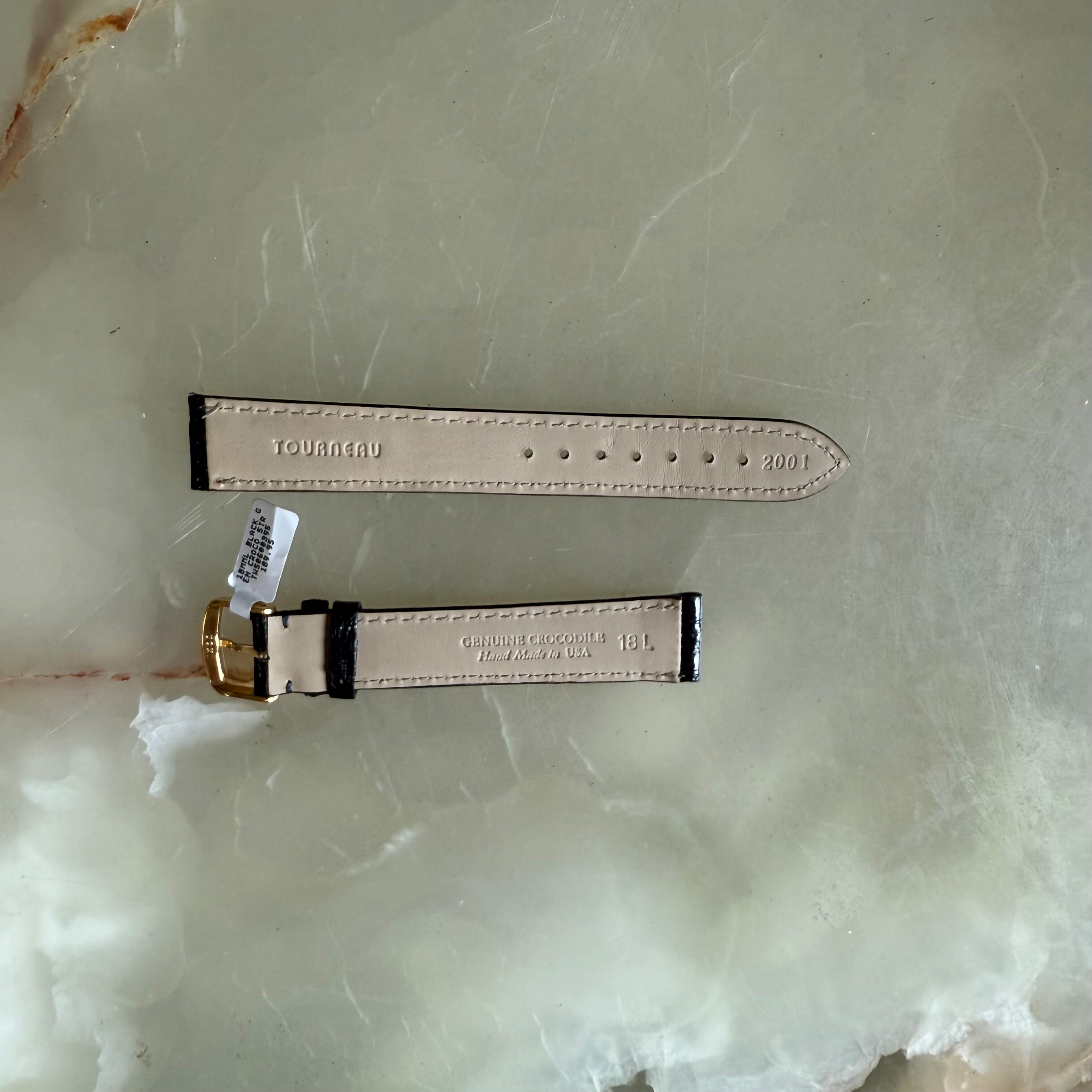 Genuine Alligator Black Watch Strap Band 18mm Padded & Stitched with Buckle