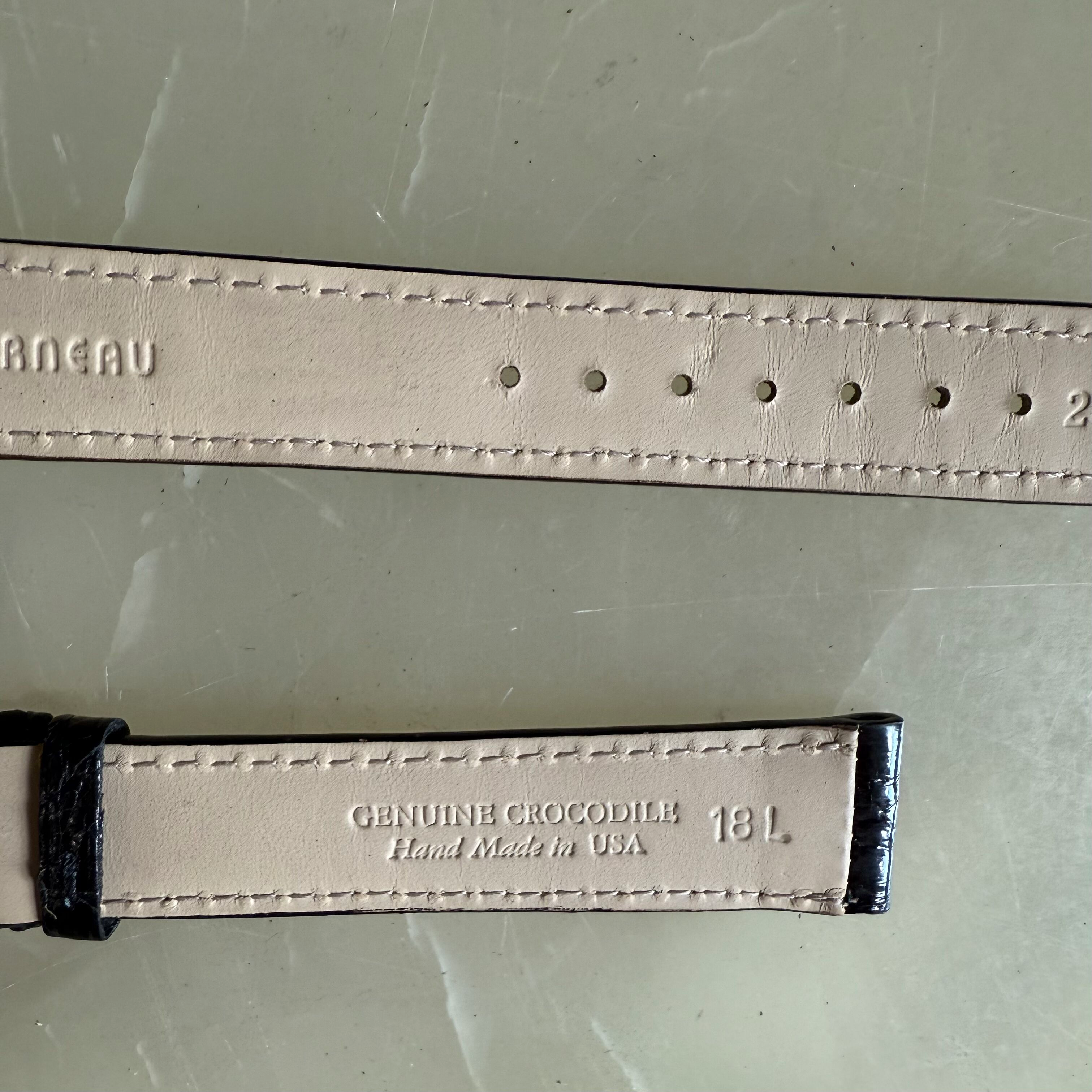 Genuine Alligator Black Watch Strap Band 18mm Padded & Stitched with Buckle