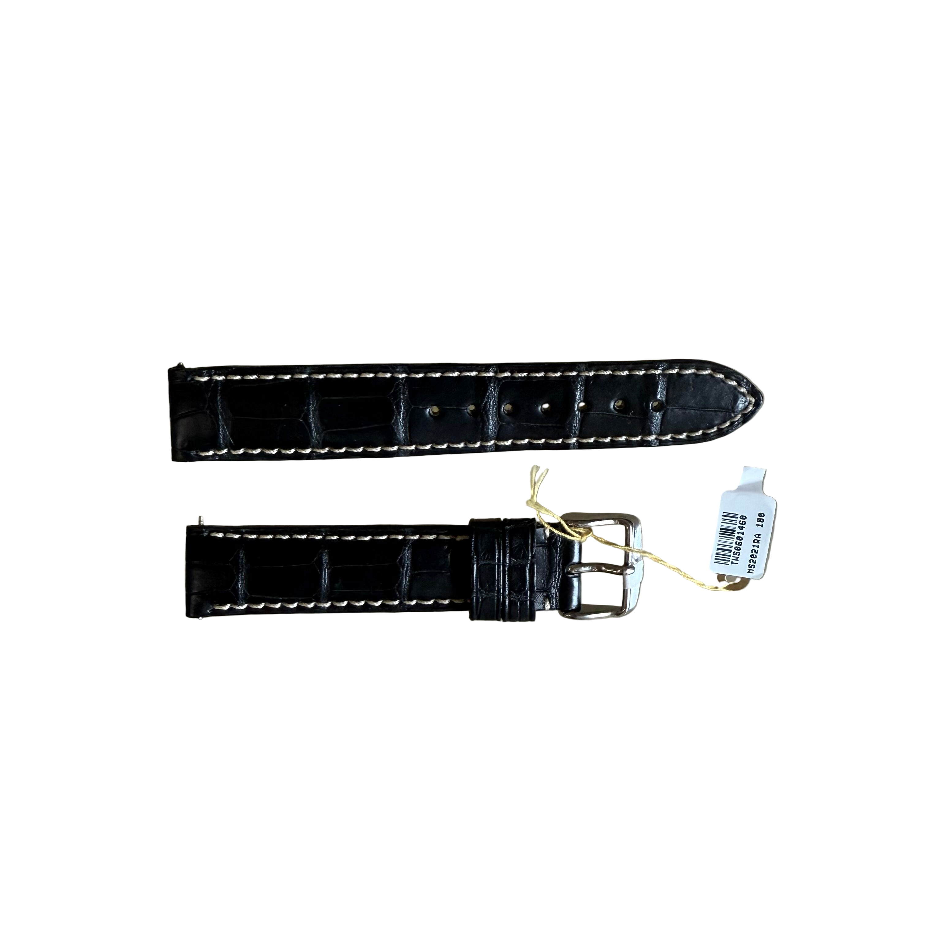 Genuine Alligator Black Watch Strap Band 18mm Padded & Stitched with Buckle