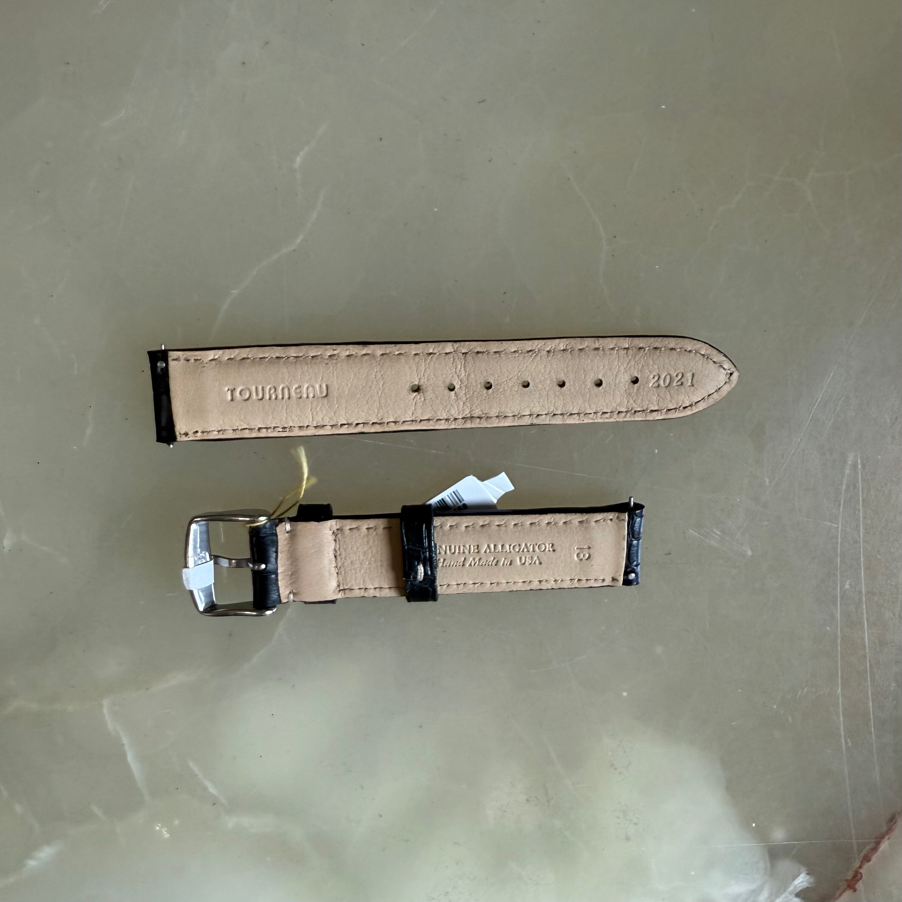 Genuine Alligator Black Watch Strap Band 18mm Padded & Stitched with Buckle