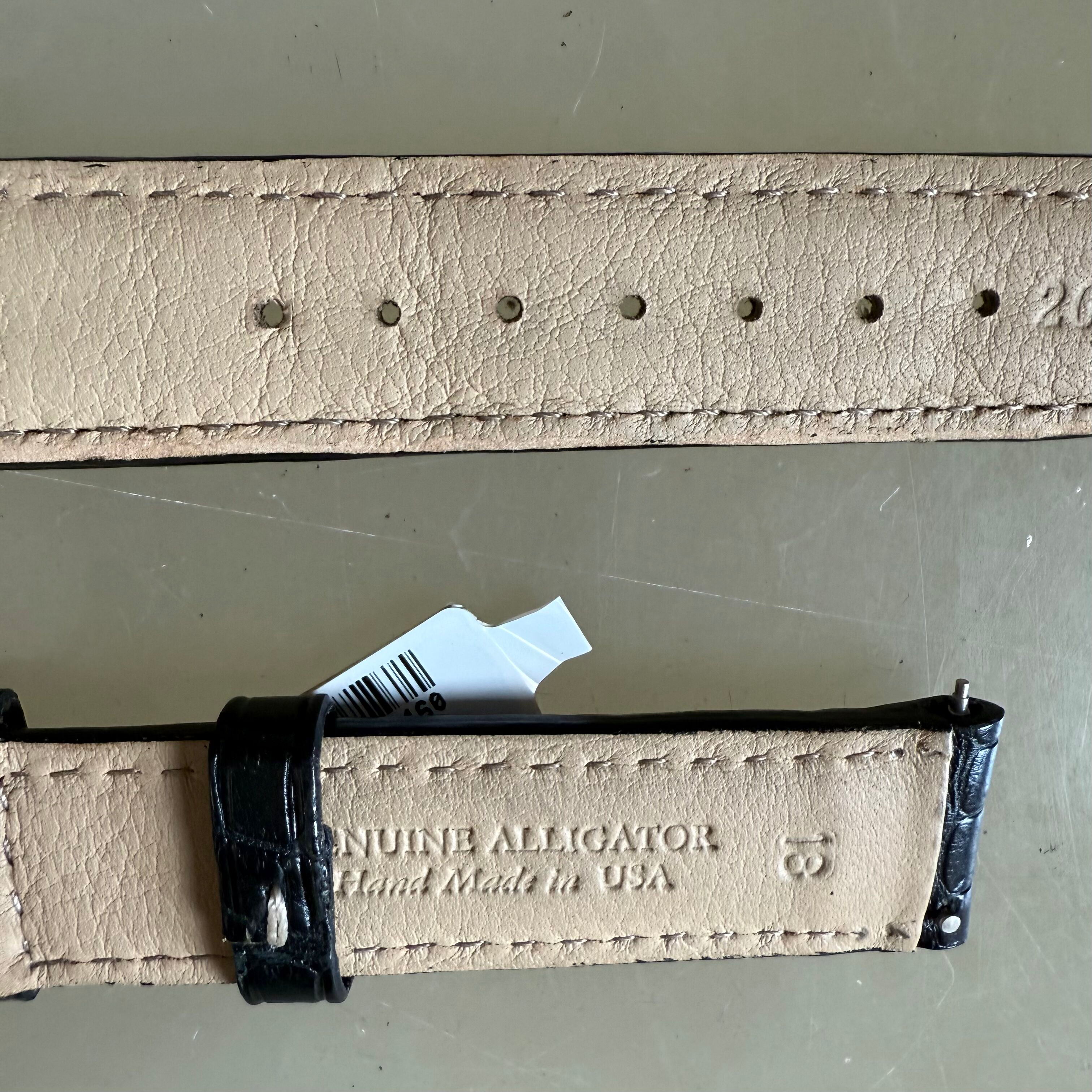Genuine Alligator Black Watch Strap Band 18mm Padded & Stitched with Buckle
