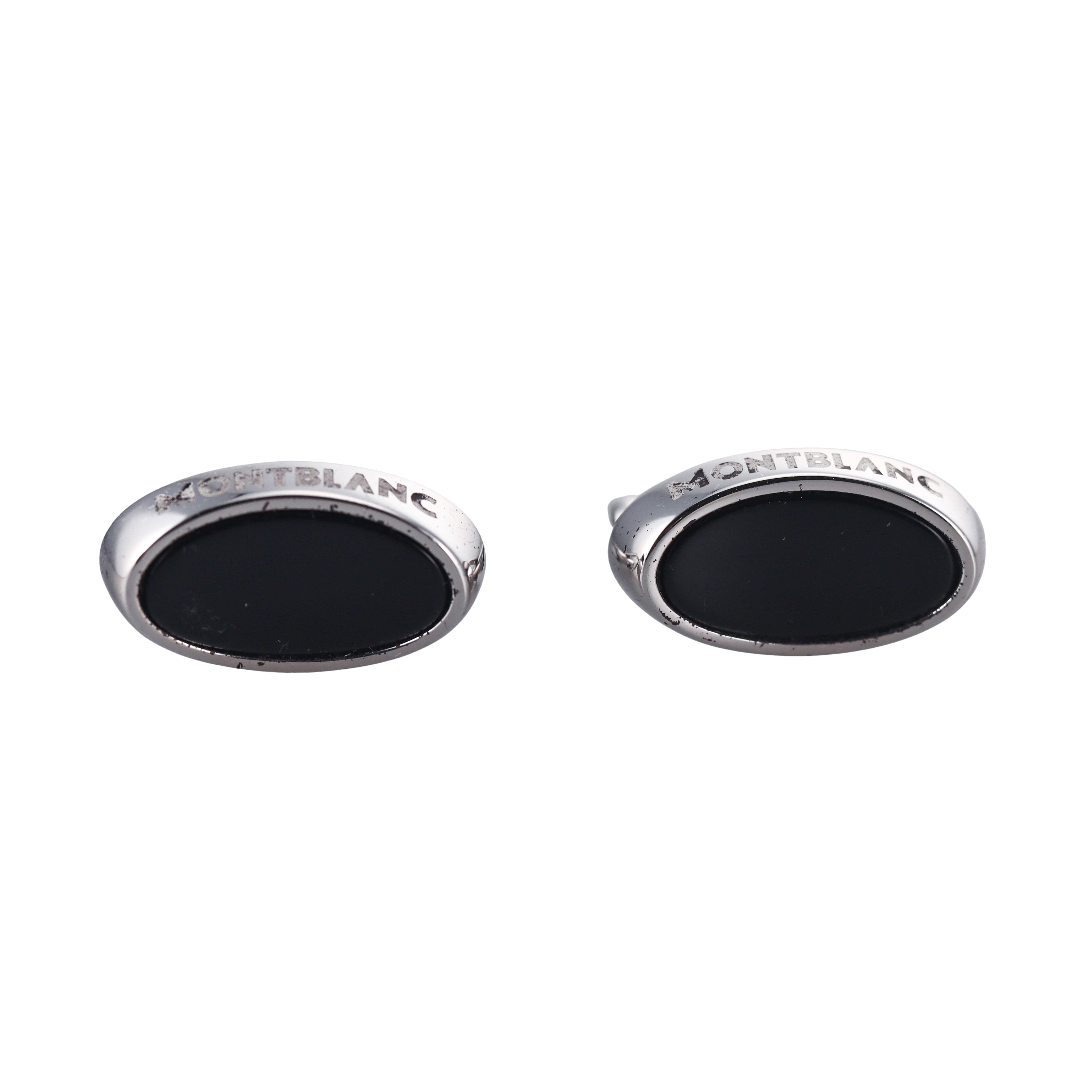 Montblanc Sterling Black Onyx Oval Cufflinks 107209