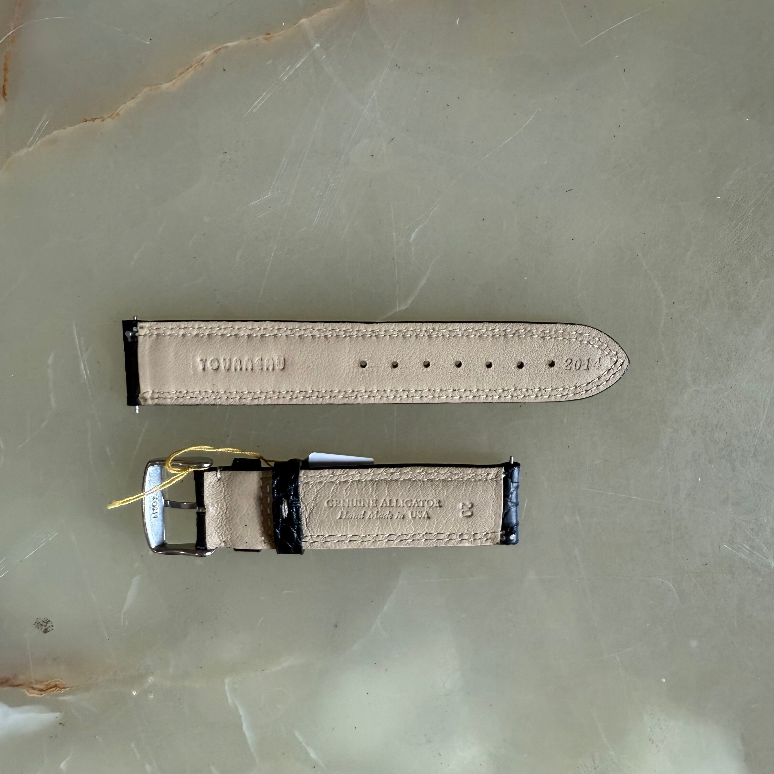 Genuine Alligator Black Watch Strap Band 20mm Padded & Stitched with Buckle