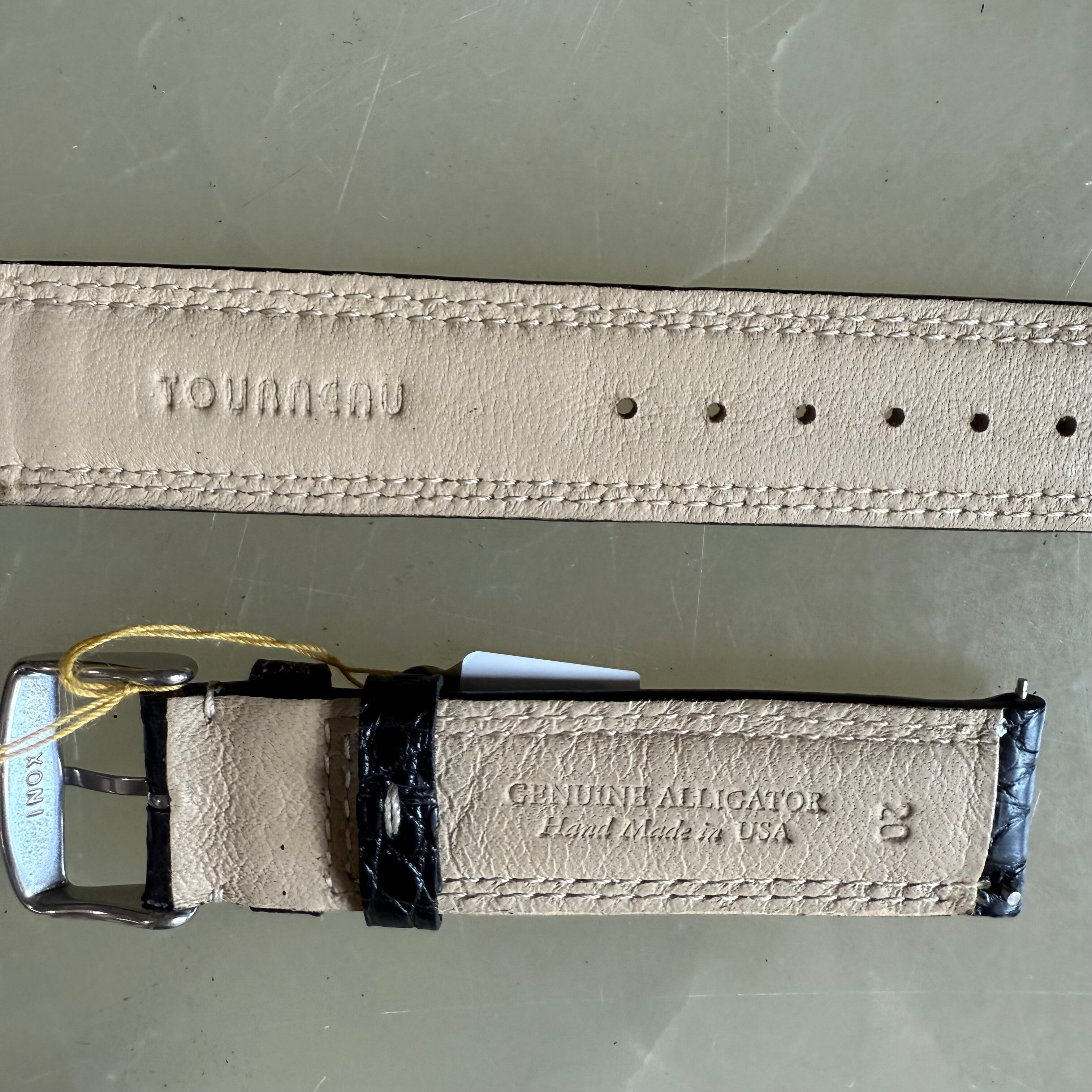 Genuine Alligator Black Watch Strap Band 20mm Padded & Stitched with Buckle