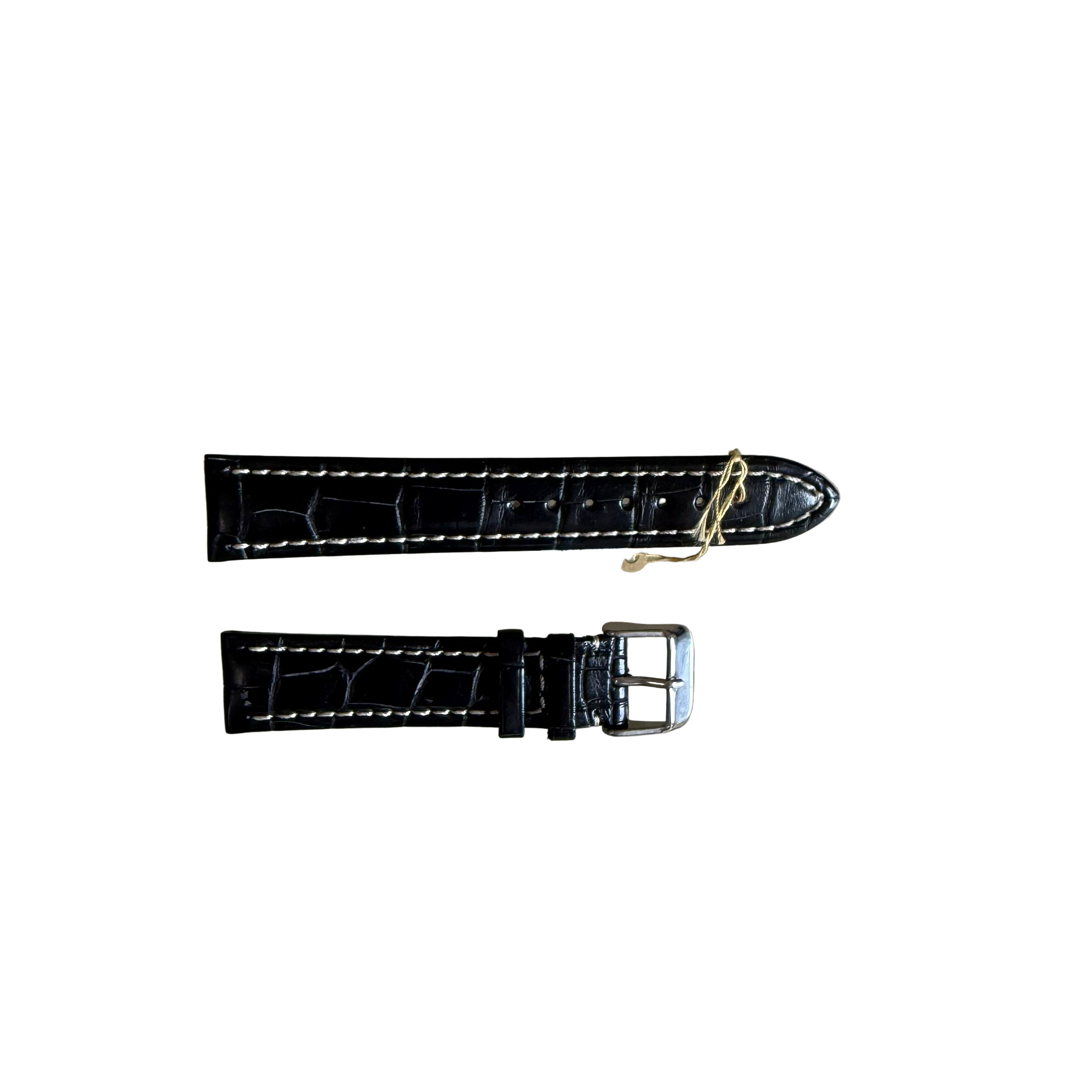 Genuine Alligator Black Watch Strap Band 20mm Padded & Stitched with Buckle
