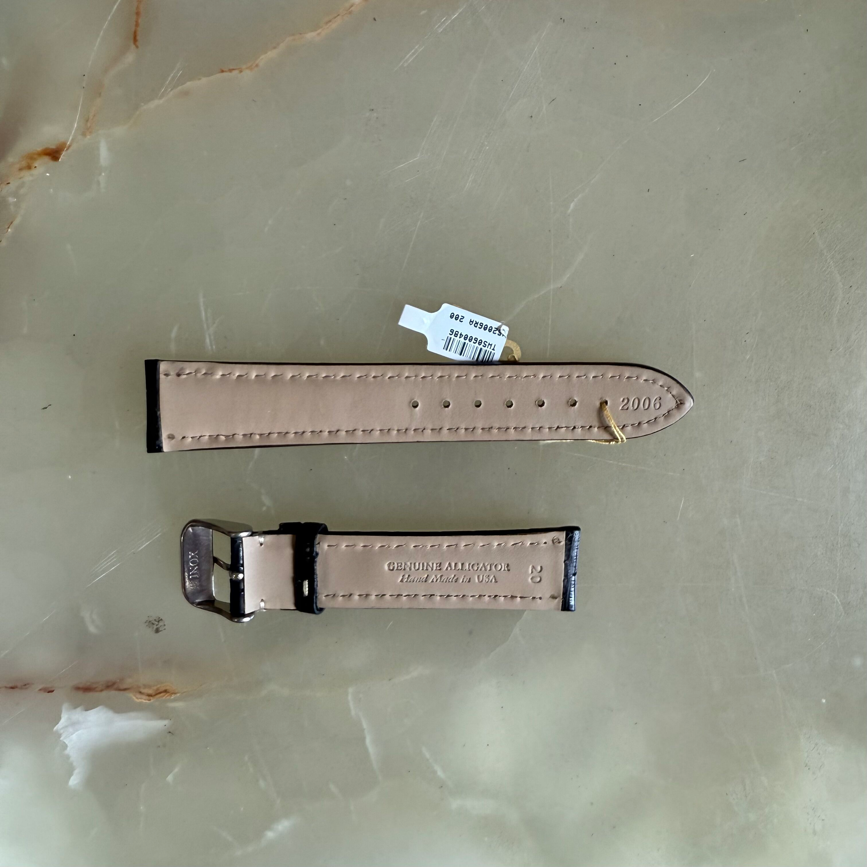 Genuine Alligator Black Watch Strap Band 20mm Padded & Stitched with Buckle