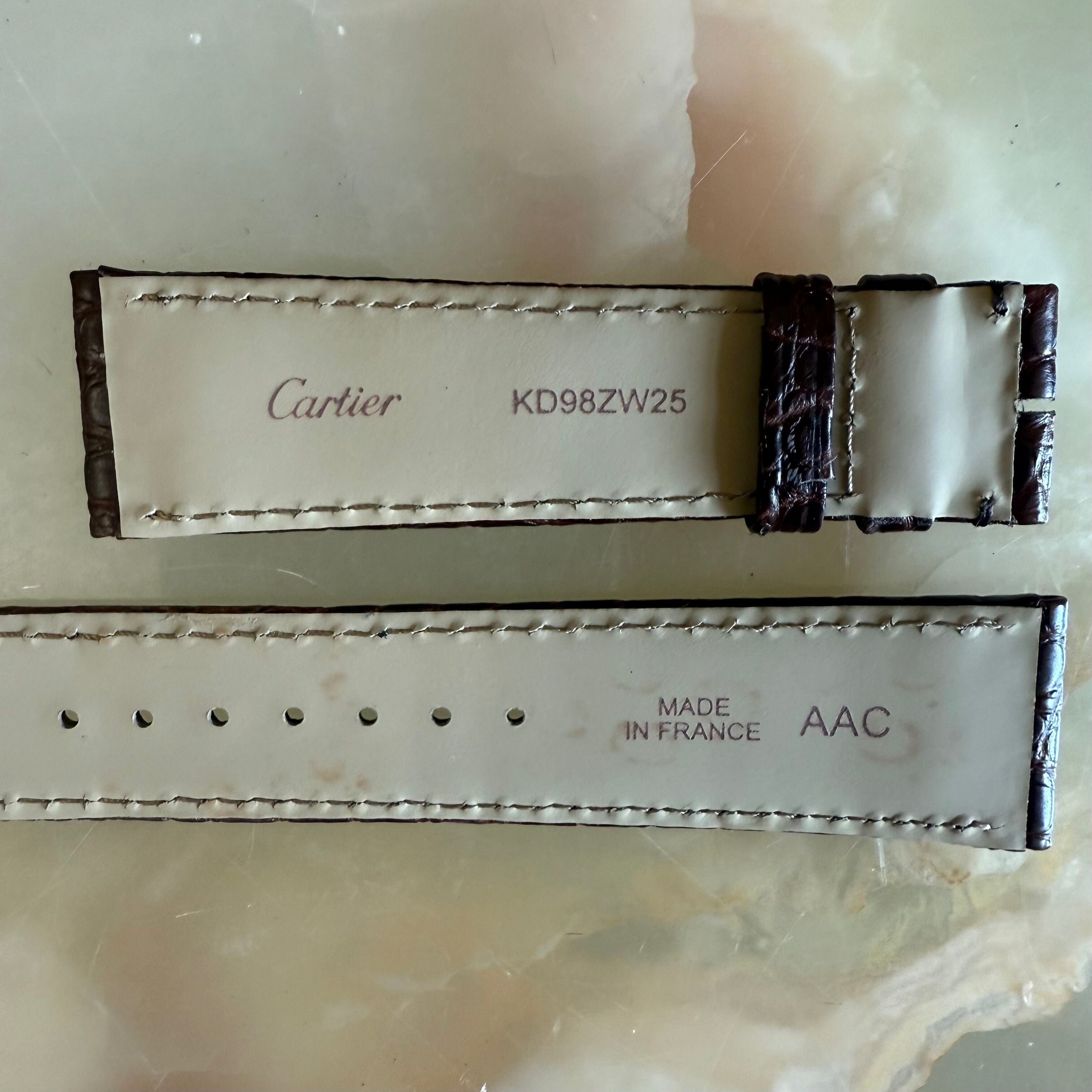 Authentic Cartier Brown Alligator Watch Strap Band 21mm KD98ZW25