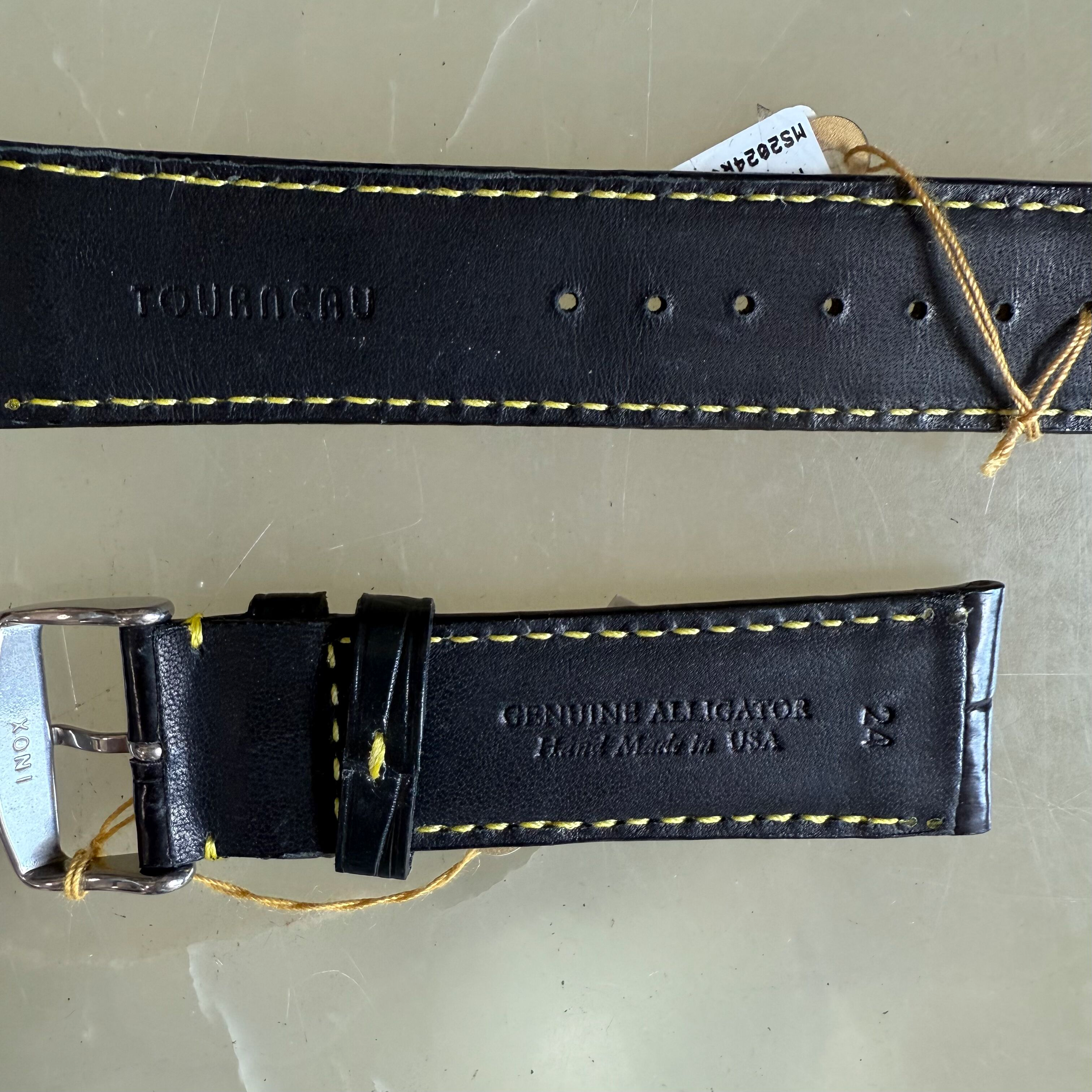 Genuine Alligator Black Watch Strap Band 24mm Padded & Stitched with Buckle