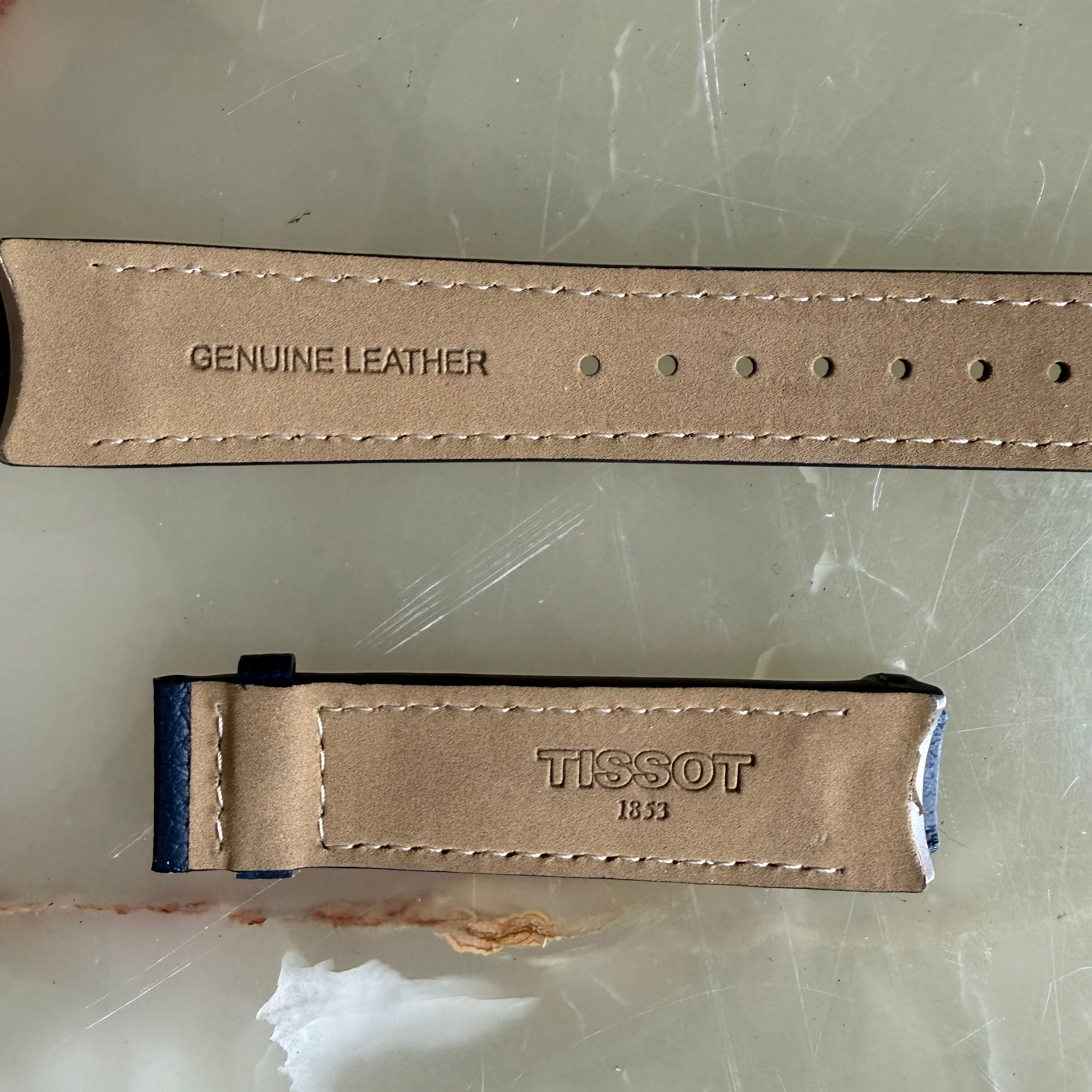 Authentic Tissot Blue Leather Watch Strap Band 20mm