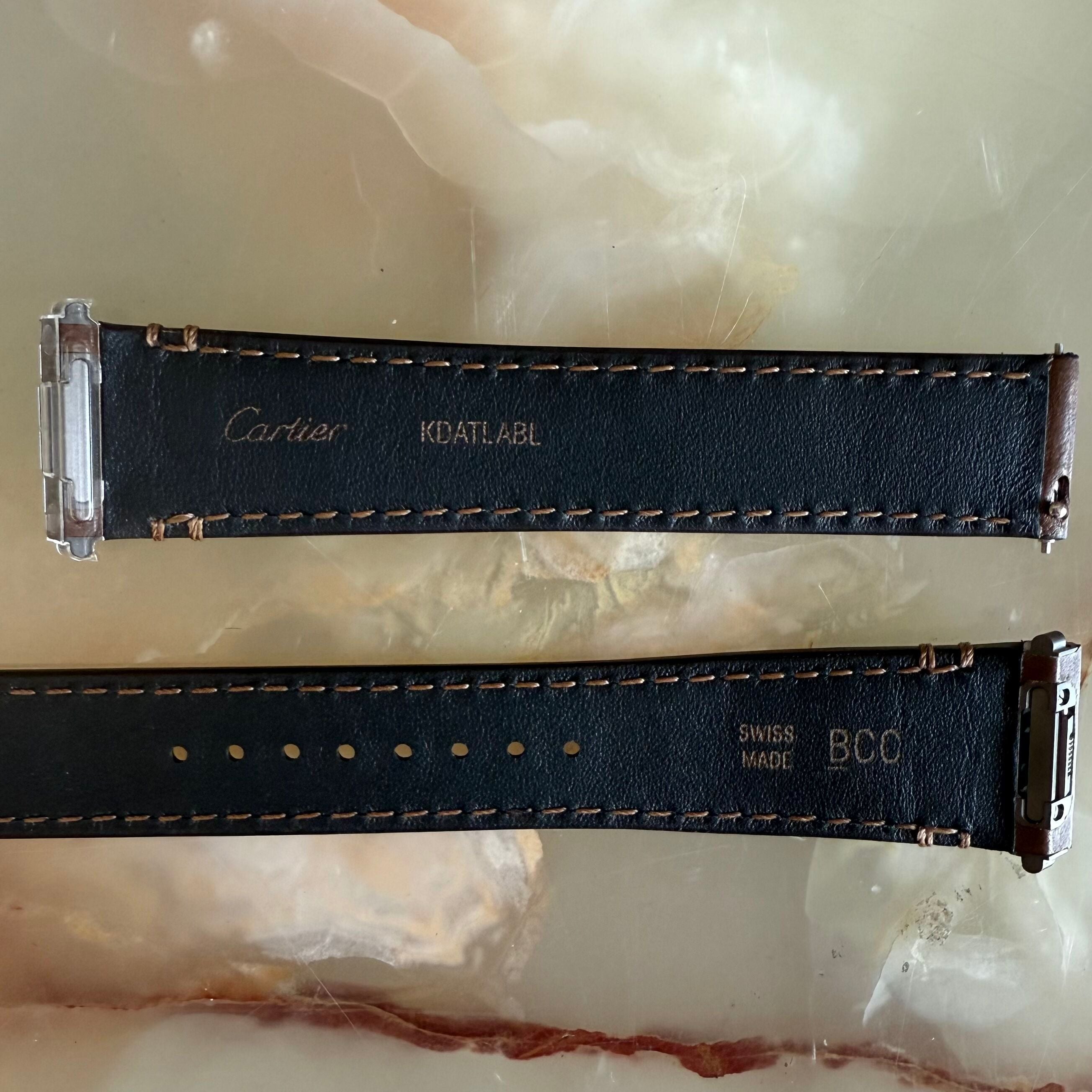 Authentic Cartier Brown Leather Quick Release Watch Strap Band 19mm KDATLABL