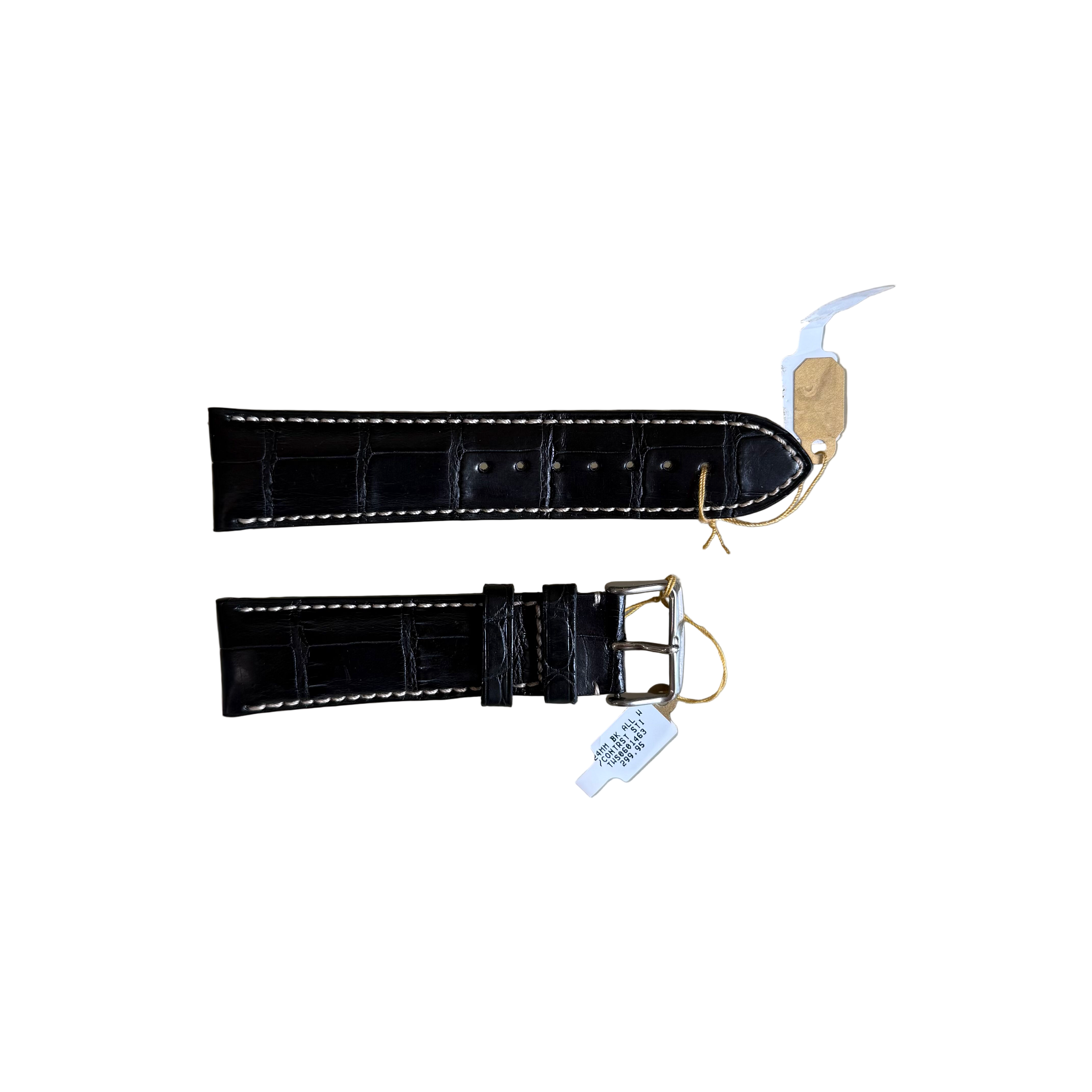 Genuine Alligator Watch Strap Band 24mm Padded & Stitched with Buckle