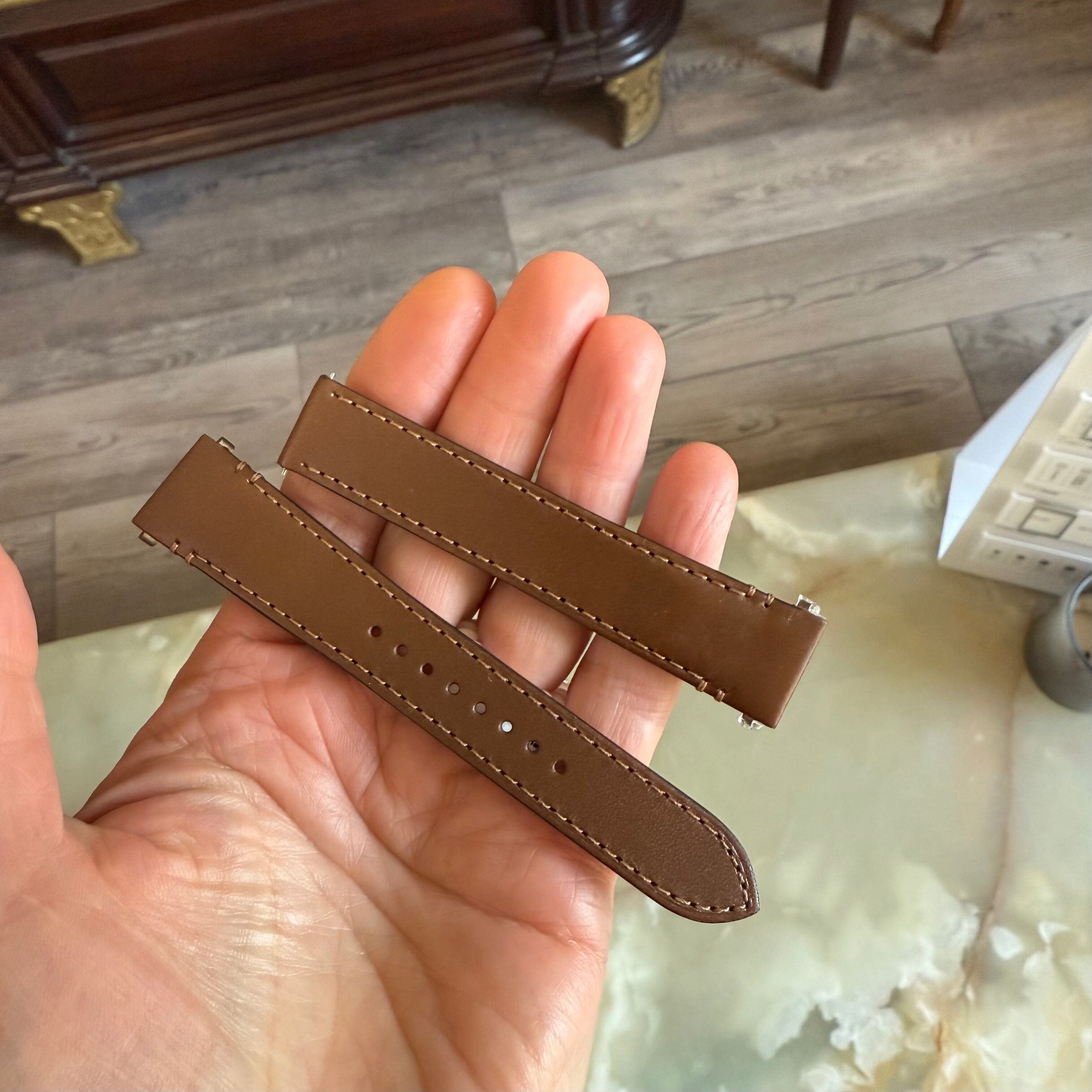 Authentic Cartier Brown Leather Quick Release Watch Strap Band 19mm KDATLABL