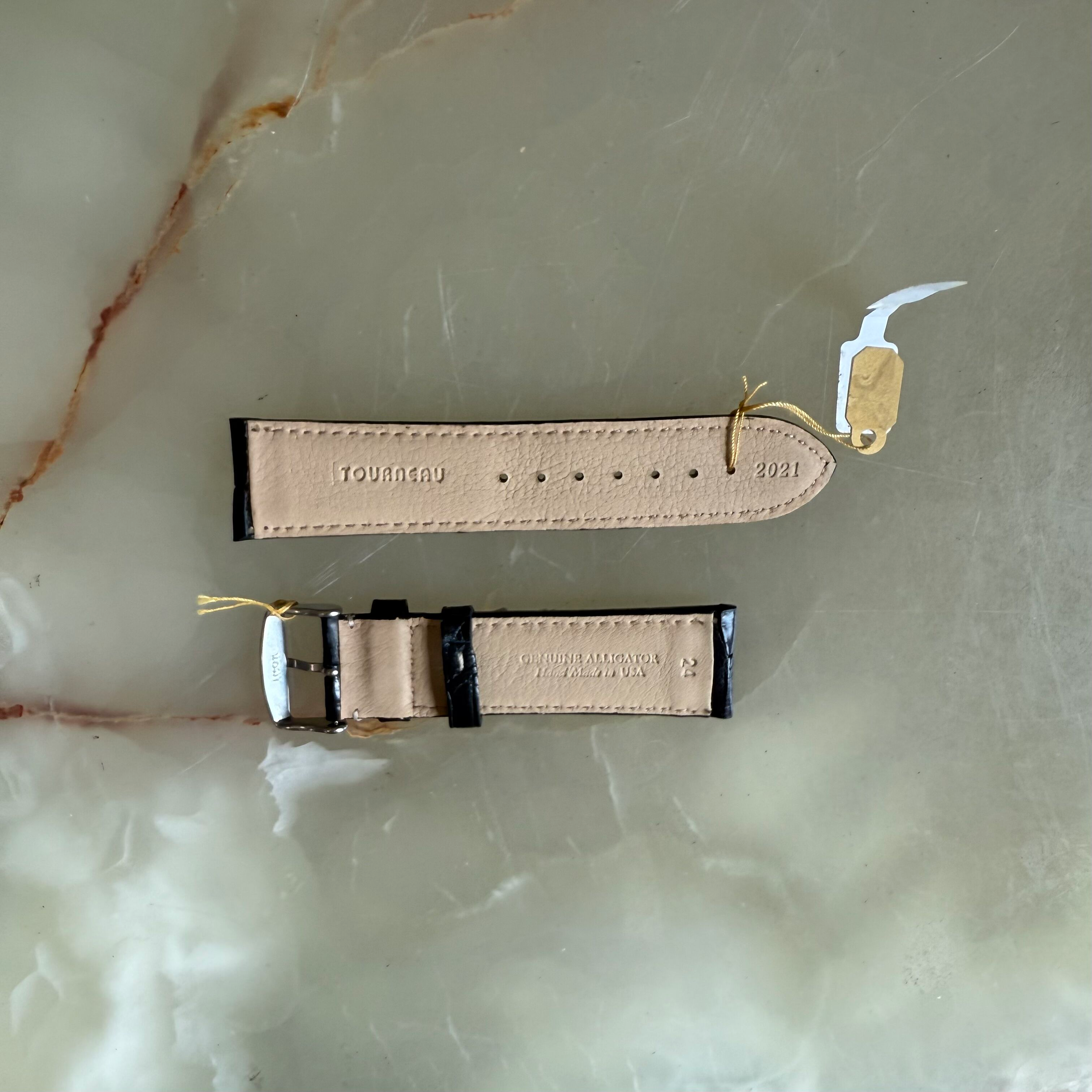 Genuine Alligator Watch Strap Band 24mm Padded & Stitched with Buckle