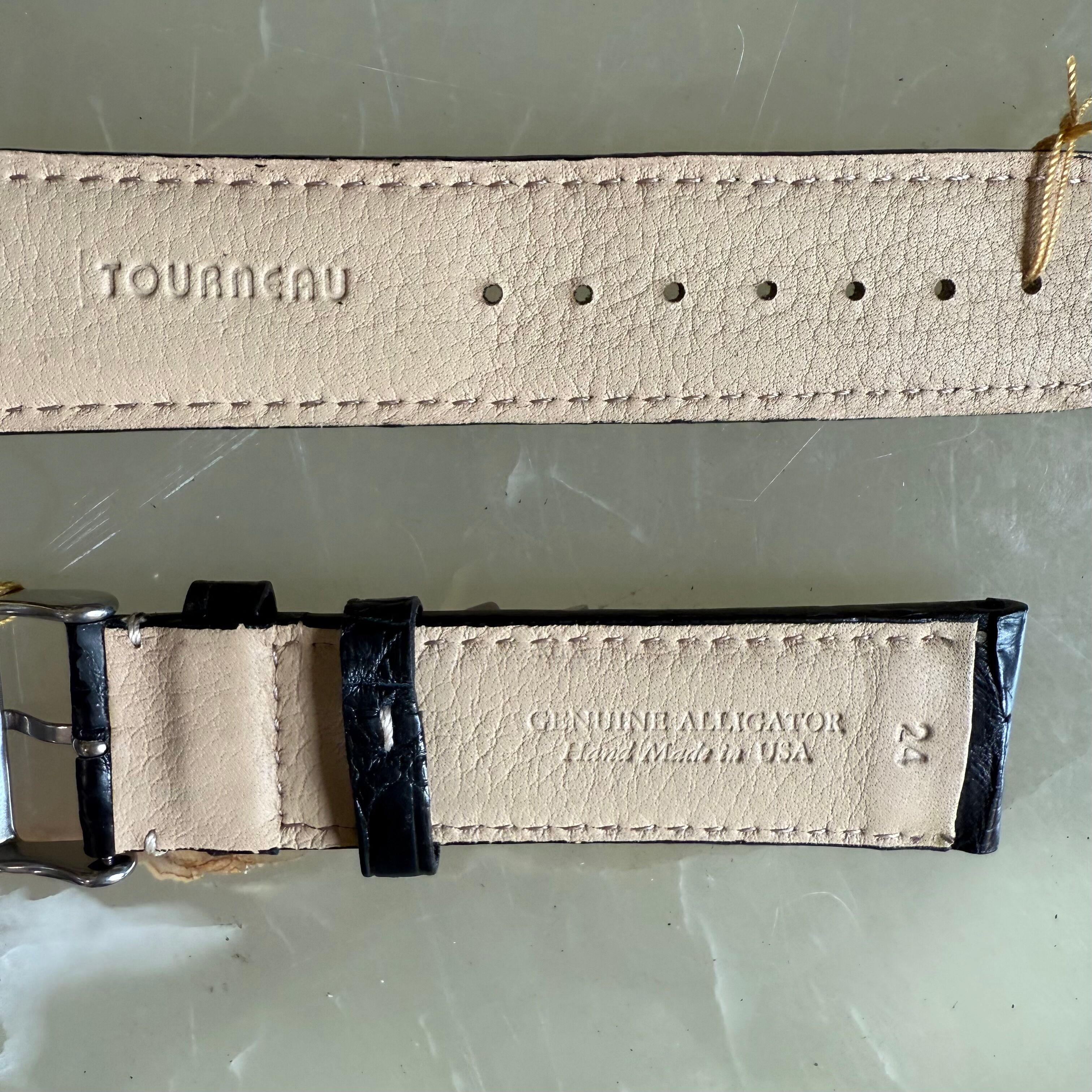 Genuine Alligator Watch Strap Band 24mm Padded & Stitched with Buckle