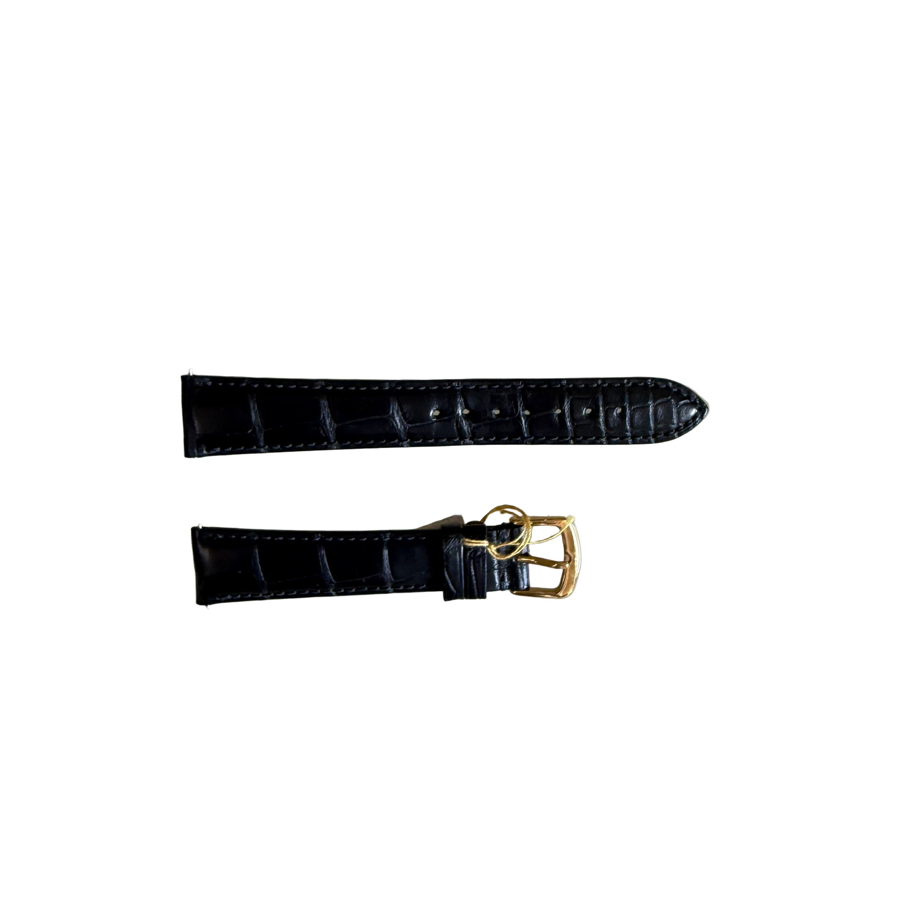 Genuine Alligator Black Watch Strap Band 19mm Padded & Stitched with Buckle