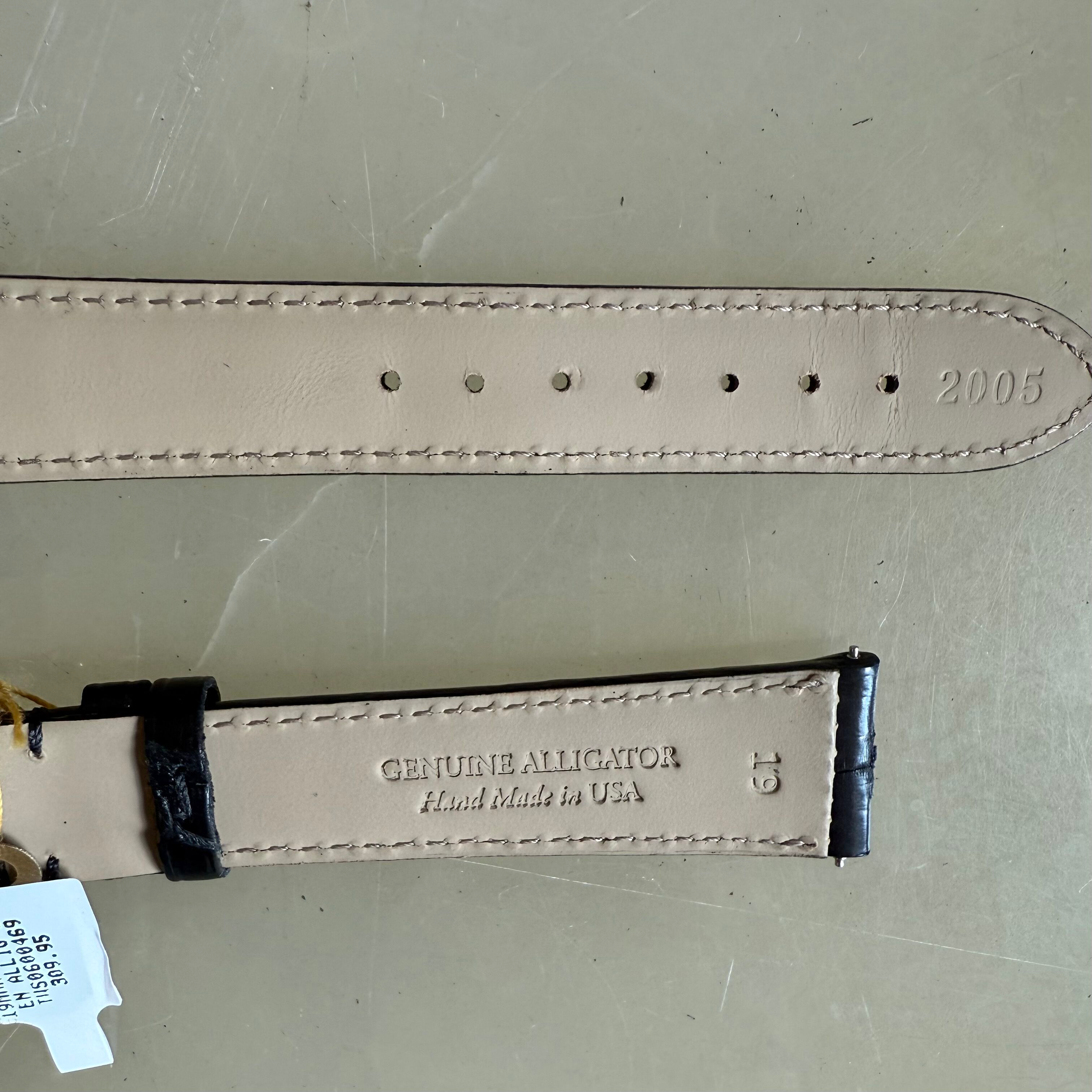 Genuine Alligator Black Watch Strap Band 19mm Padded & Stitched with Buckle