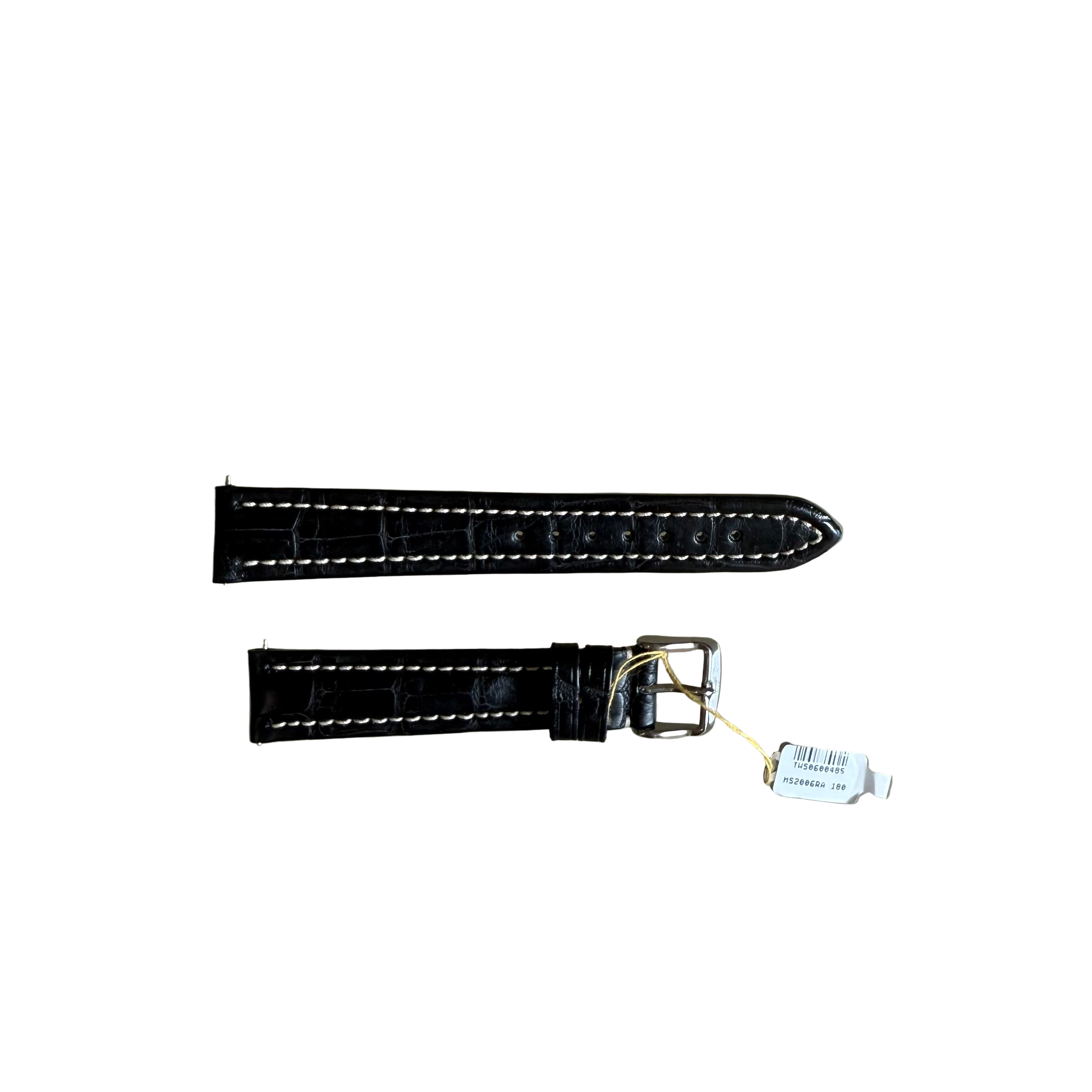 Genuine Alligator Black Watch Strap Band 18mm Padded & Stitched with Buckle