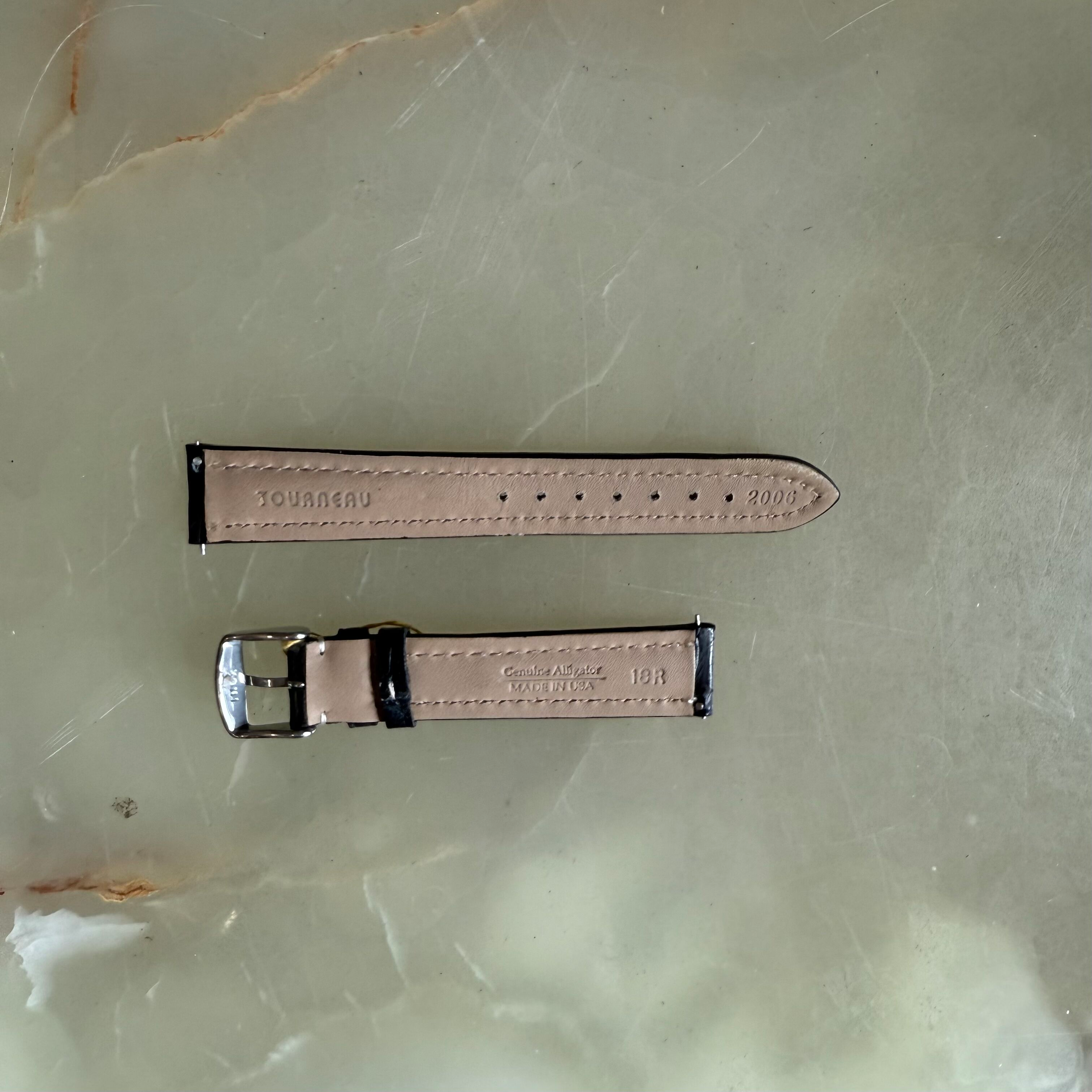 Genuine Alligator Black Watch Strap Band 18mm Padded & Stitched with Buckle