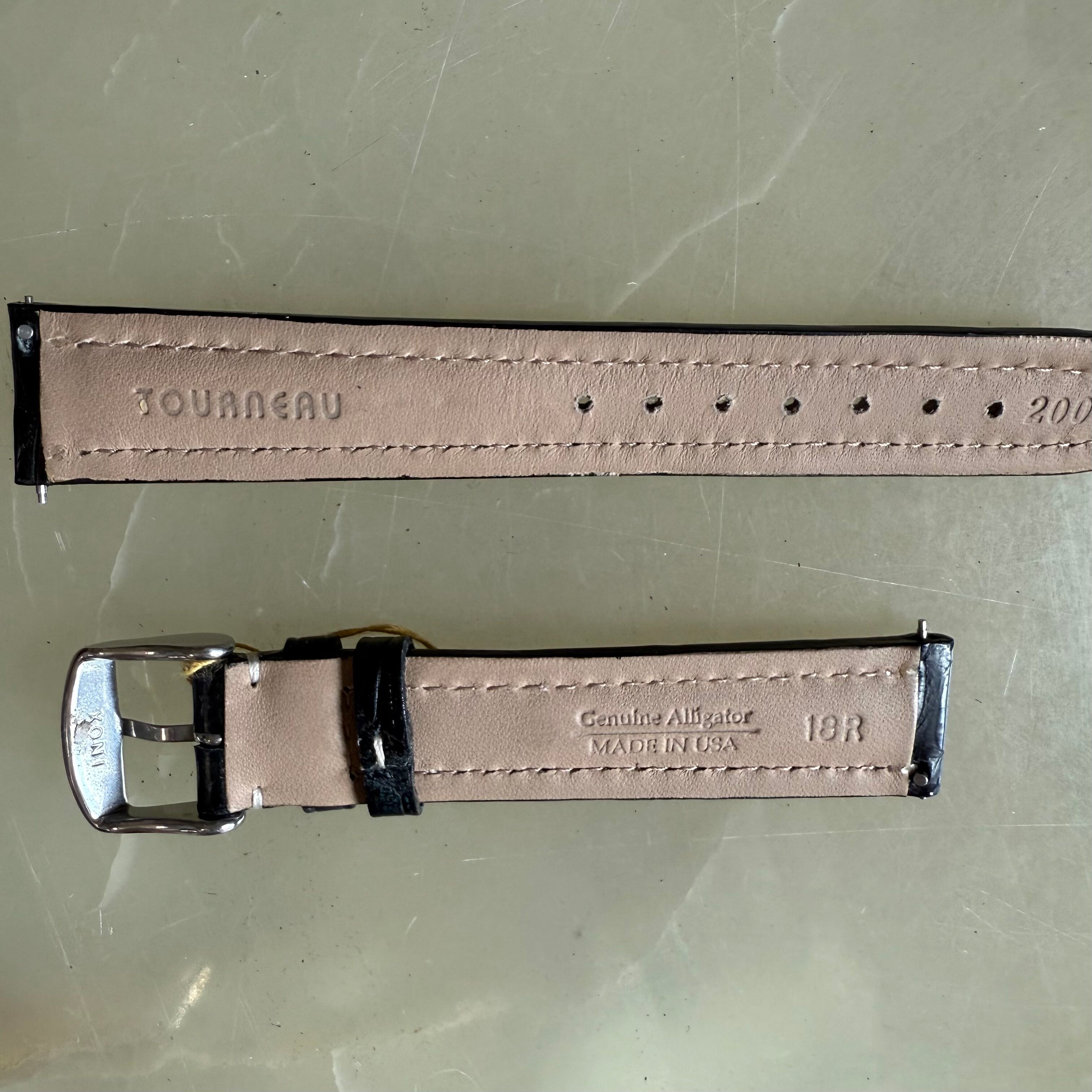 Genuine Alligator Black Watch Strap Band 18mm Padded & Stitched with Buckle
