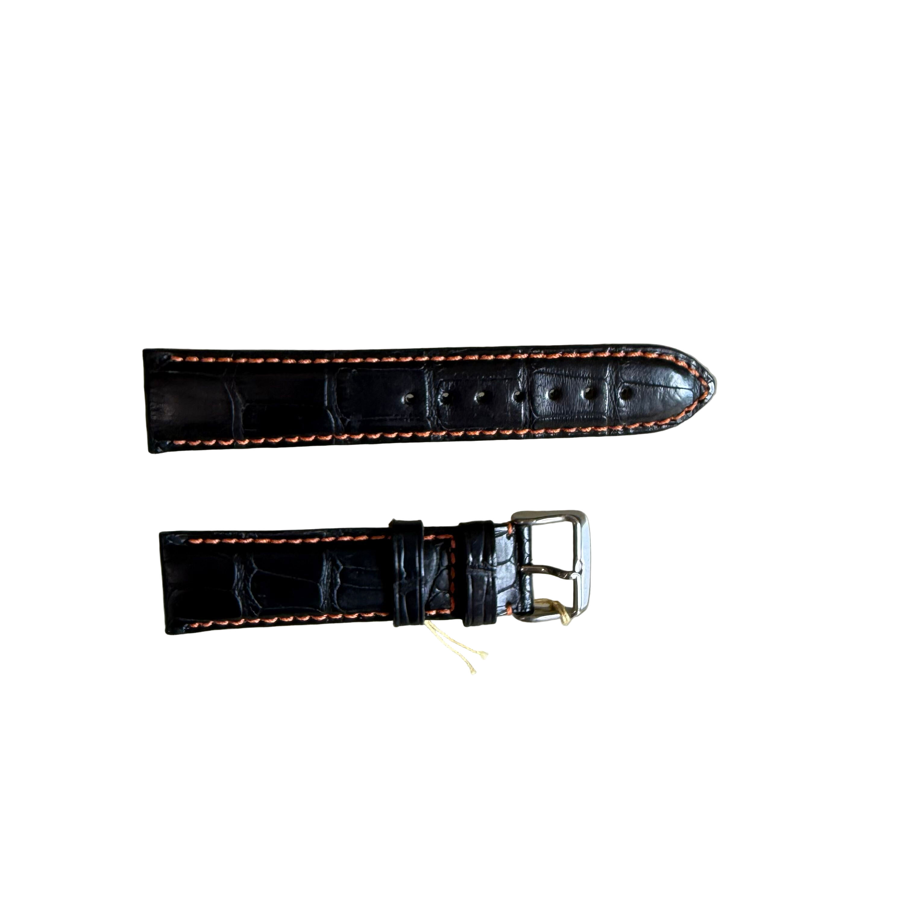 Genuine Alligator Black Watch Strap Band 22mm Padded & Stitched with Buckle