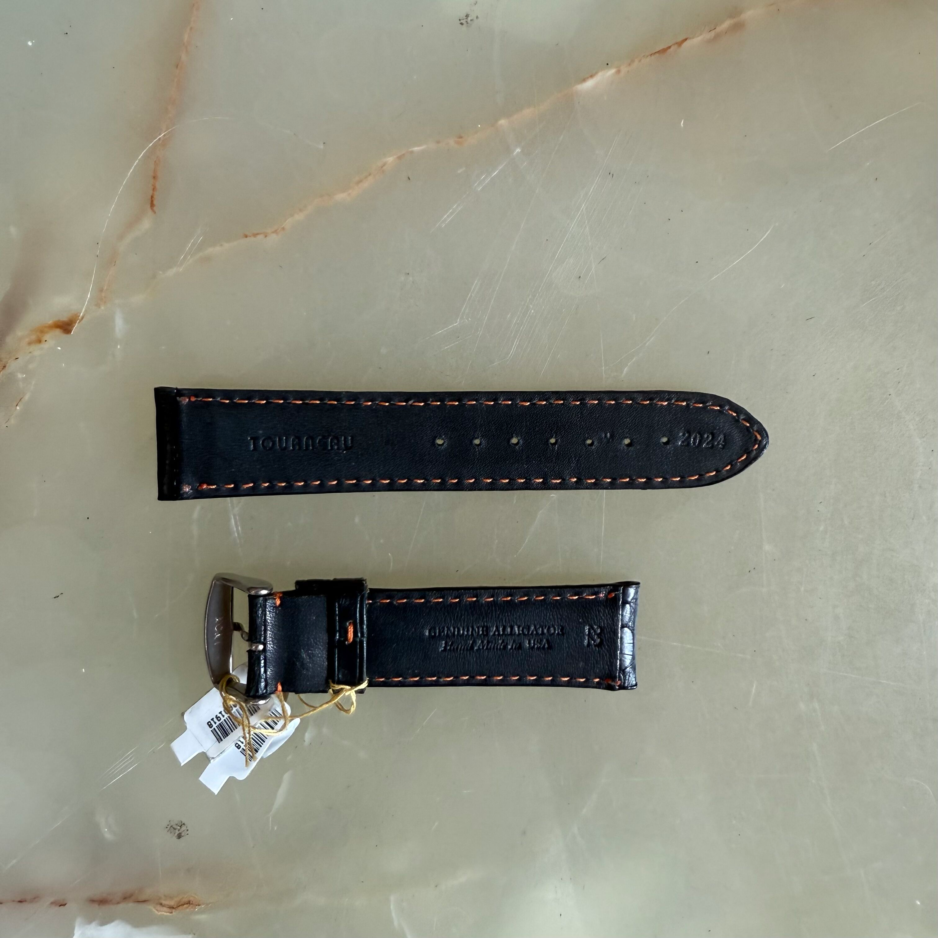 Genuine Alligator Black Watch Strap Band 22mm Padded & Stitched with Buckle