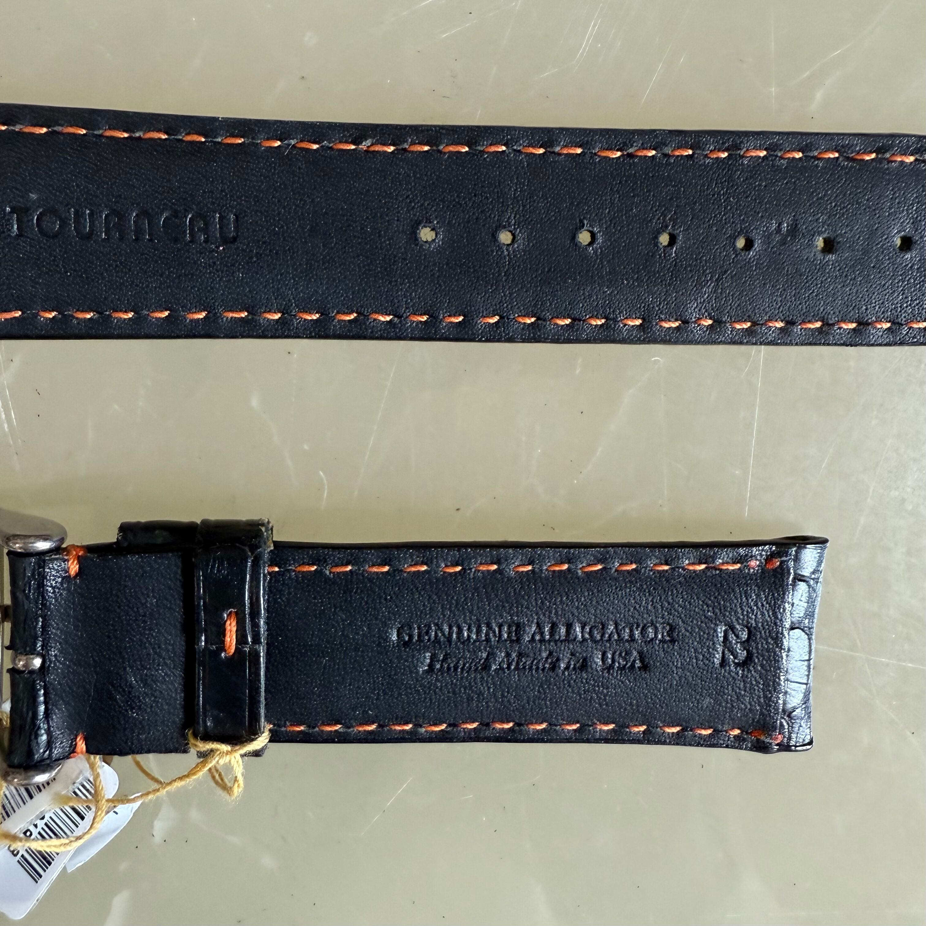 Genuine Alligator Black Watch Strap Band 22mm Padded & Stitched with Buckle