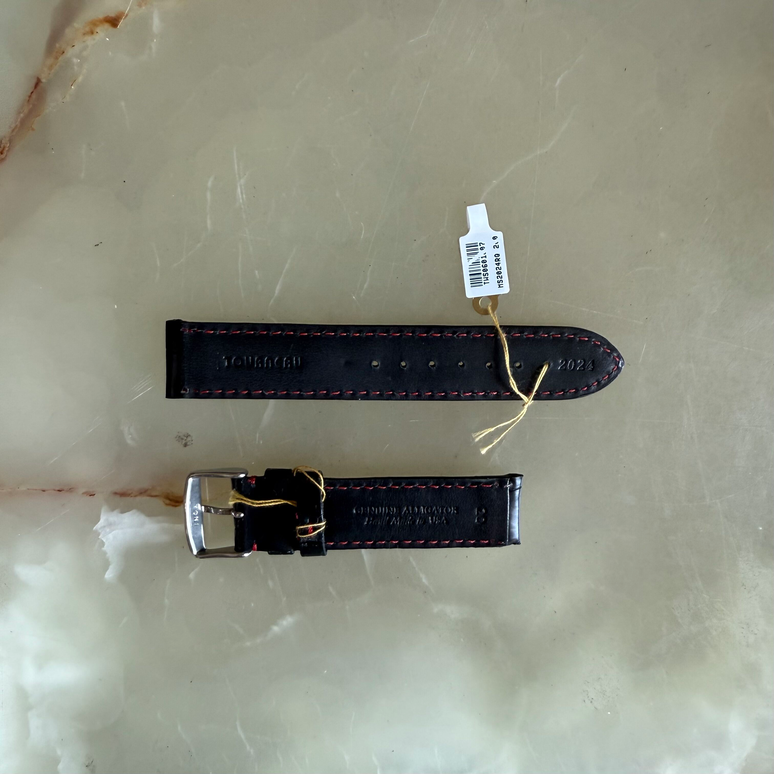 Genuine Alligator Black Watch Strap Band 20mm Padded & Stitched with Buckle