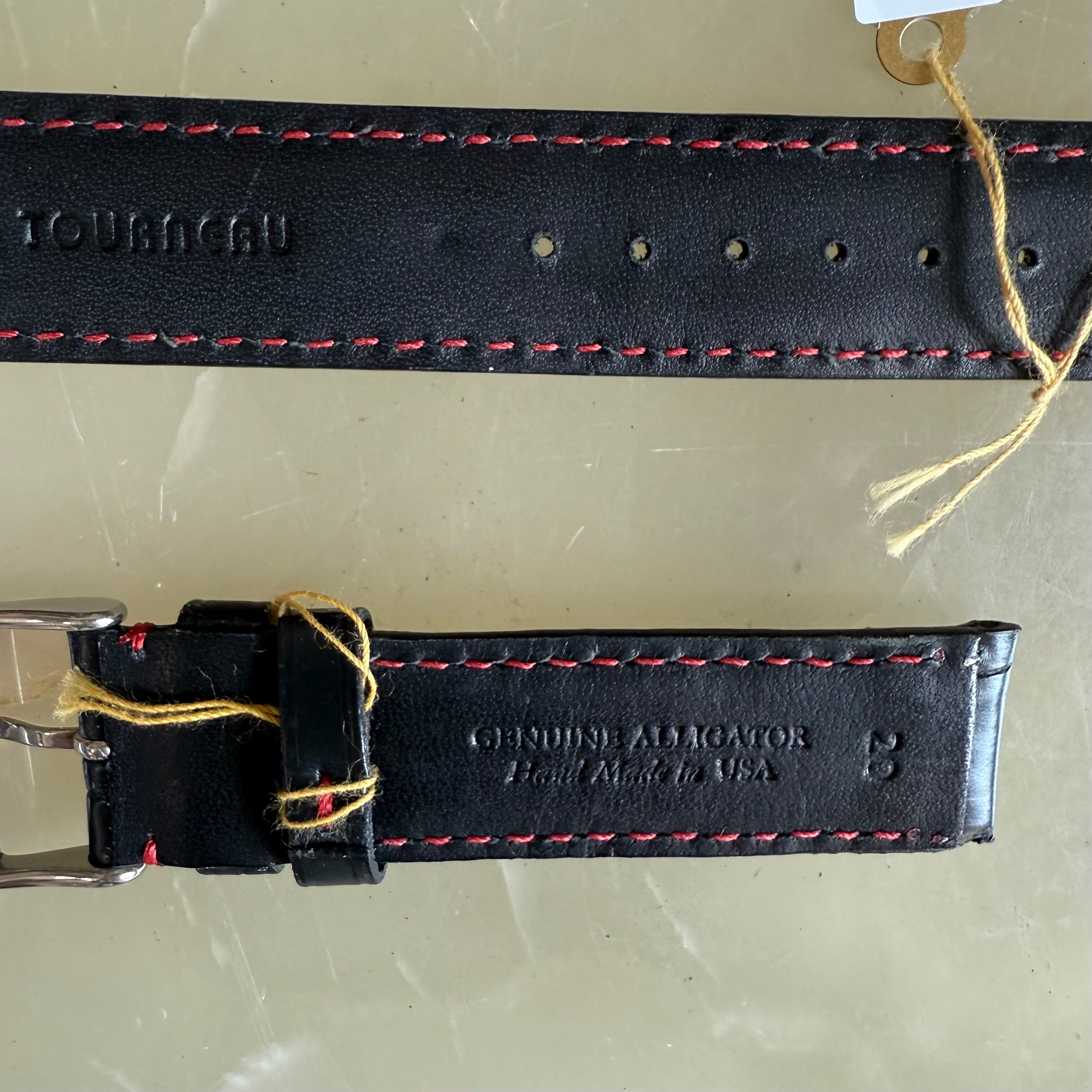 Genuine Alligator Black Watch Strap Band 20mm Padded & Stitched with Buckle