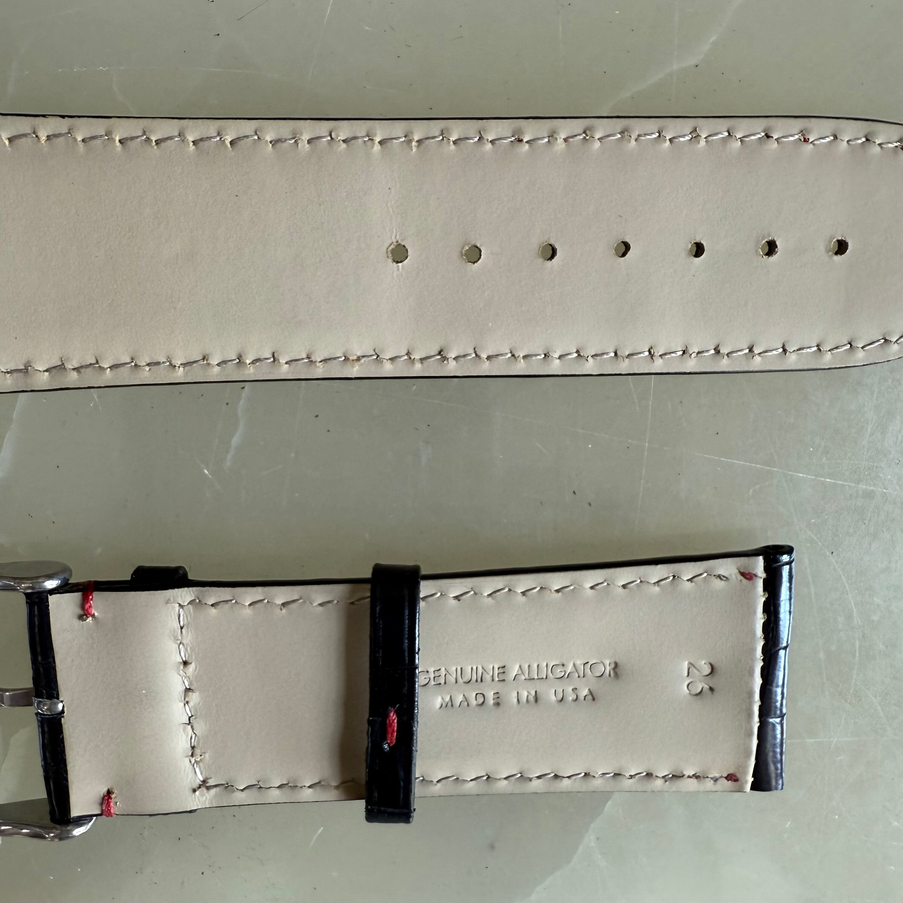 Genuine Alligator Black Watch Strap Band 26mm Padded & Stitched with Buckle
