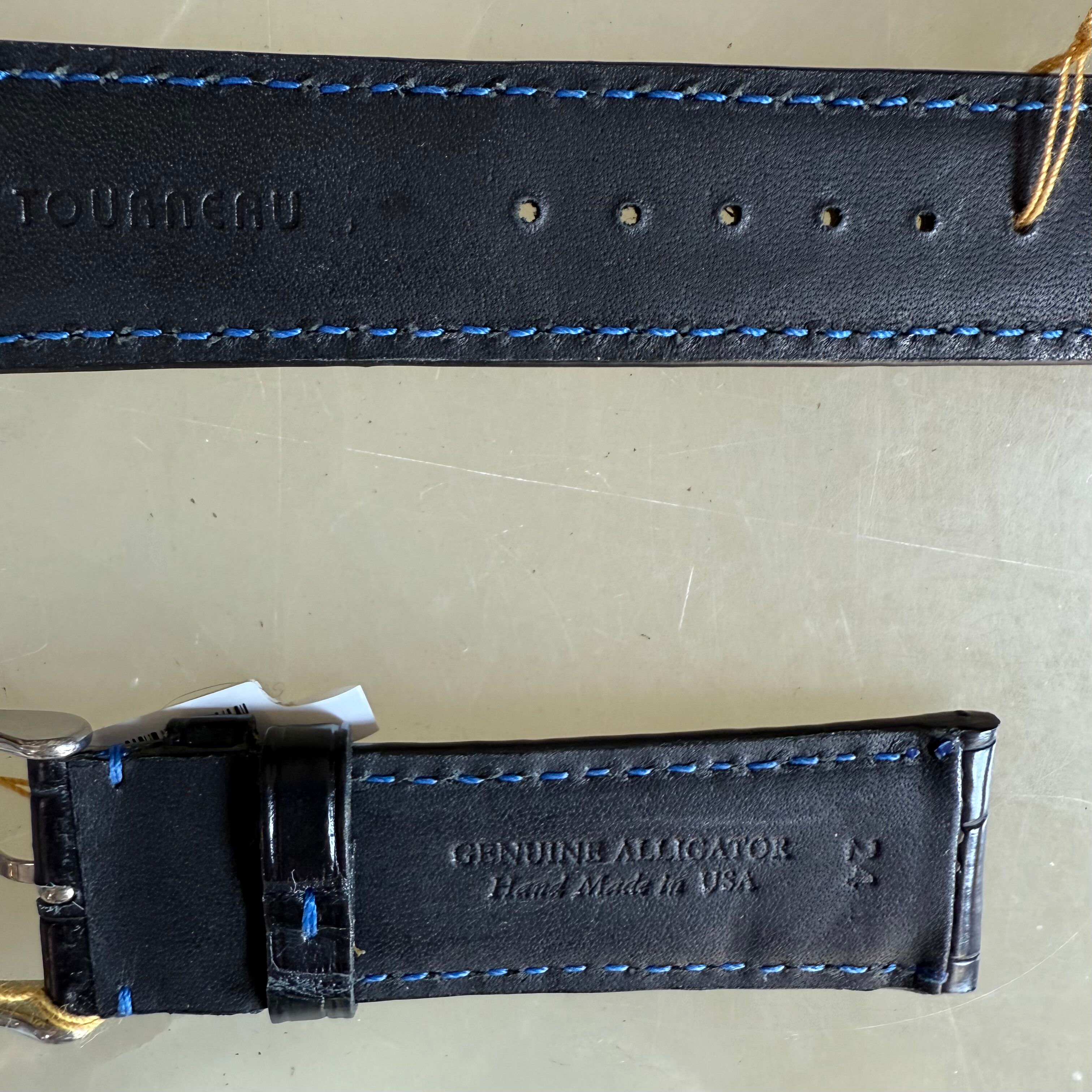 Genuine Alligator Black Watch Strap Band 24mm Padded & Stitched with Buckle