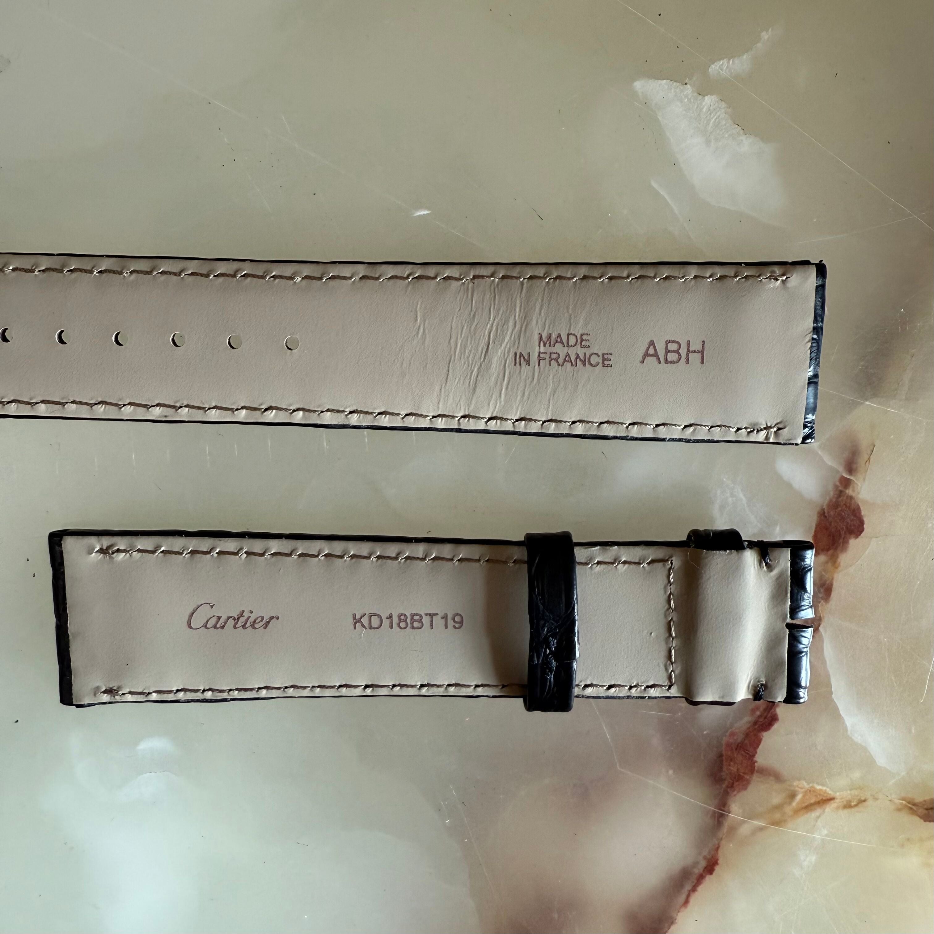 Authentic Cartier Black Alligator Watch Strap Band 20mm KD18BT19