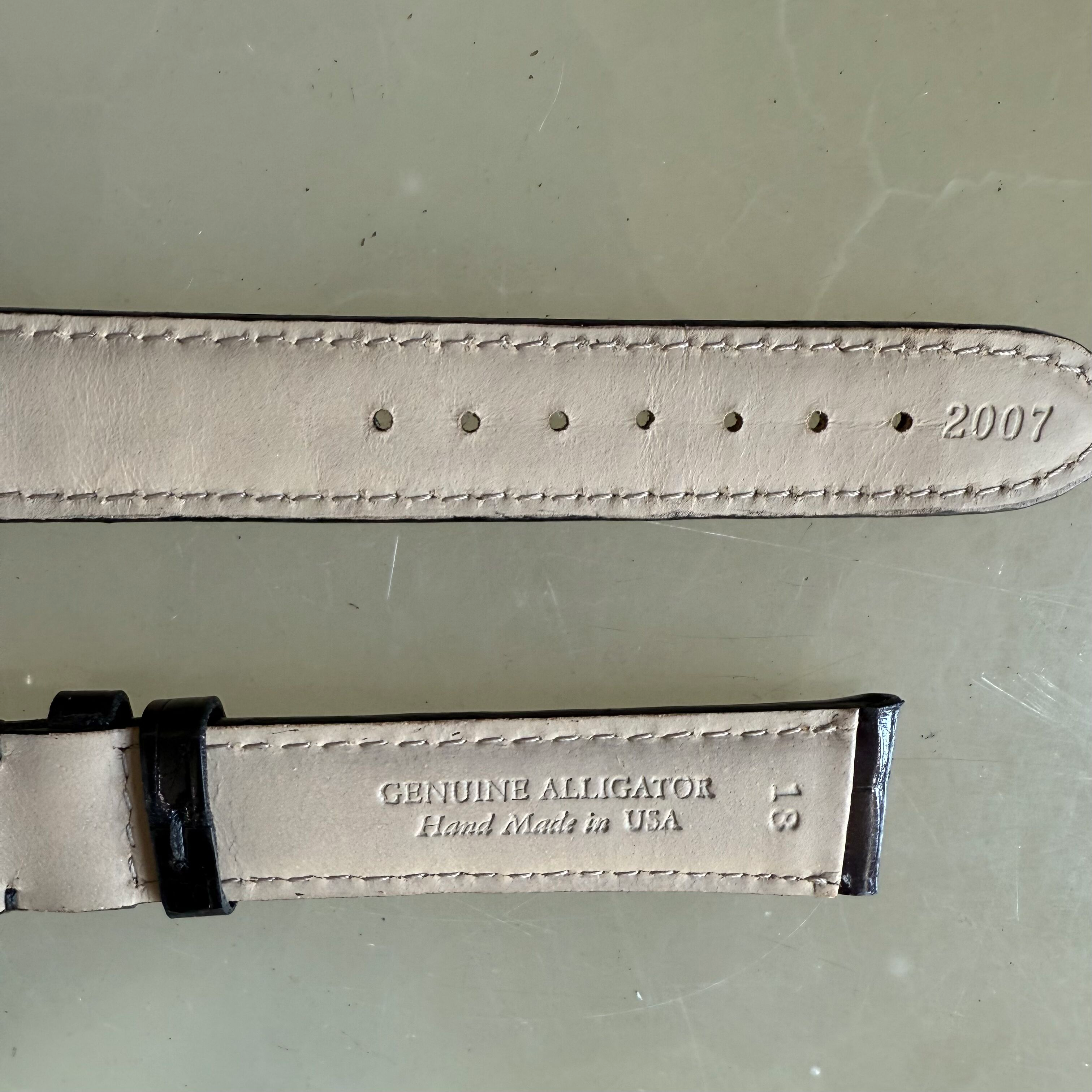Genuine Shiny Alligator Black Watch Strap Band 18mm Padded & Stitched with Buckle
