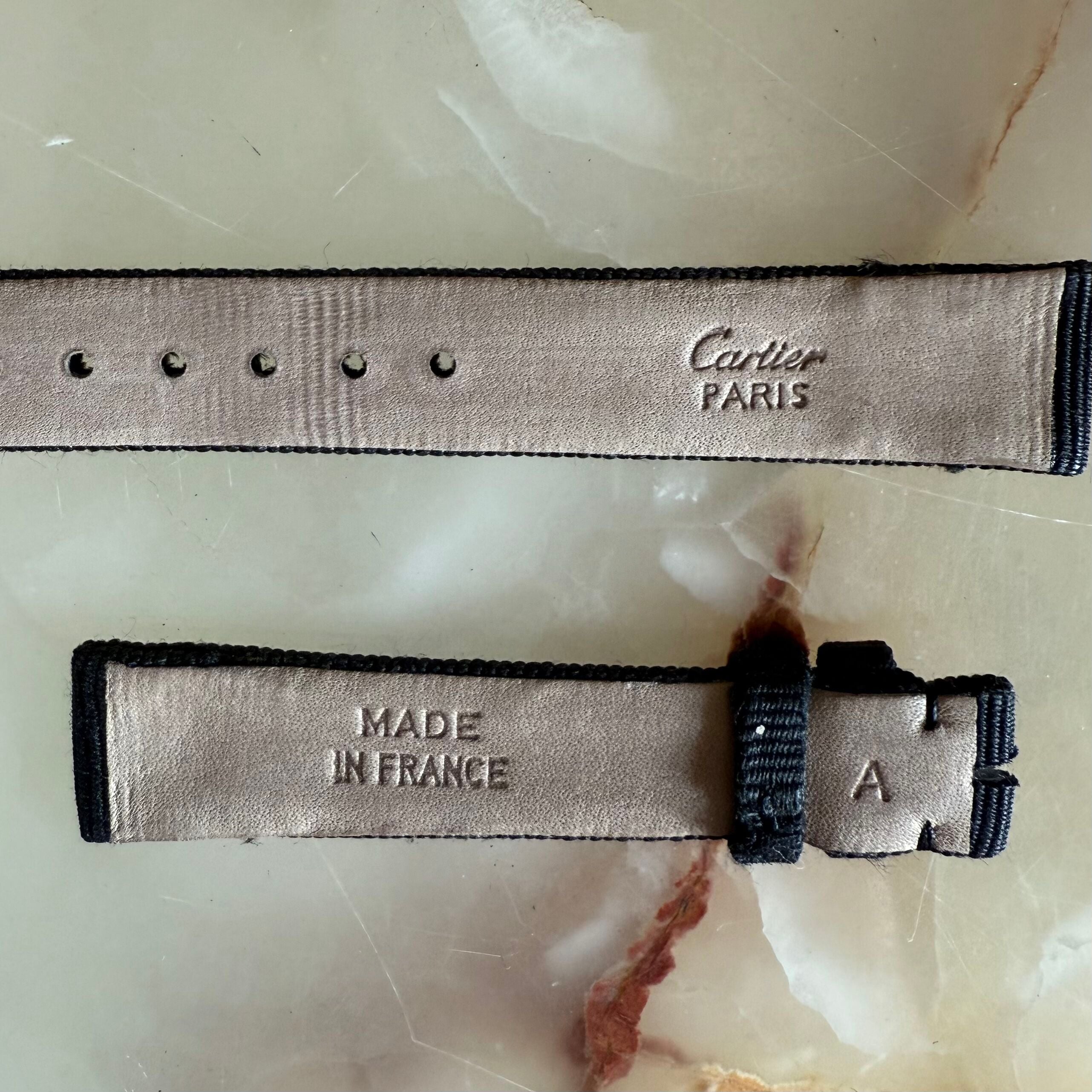 Authentic Cartier Black Fabric Leather Watch Strap Band 14mm