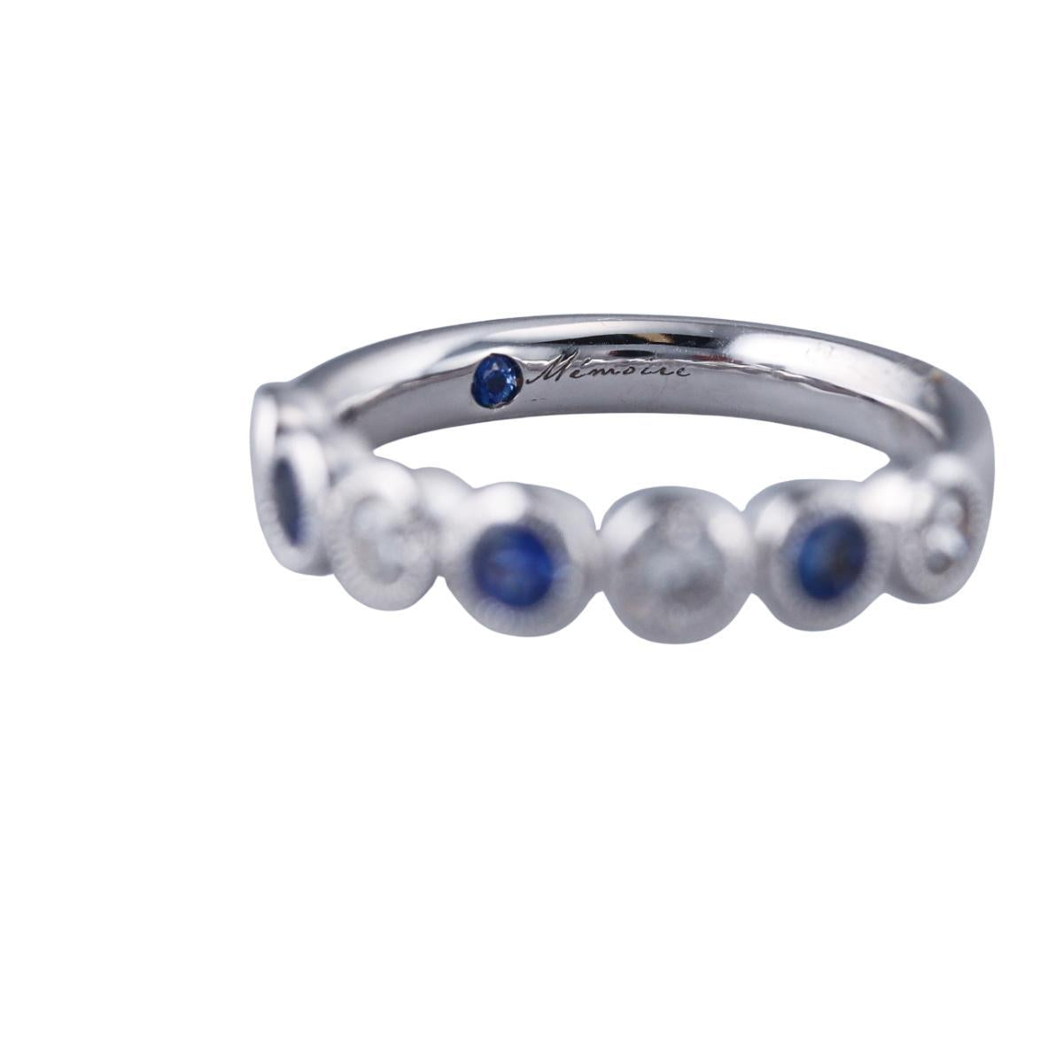 Memoire Toujours 18k Gold Diamond Sapphire Half Band Ring