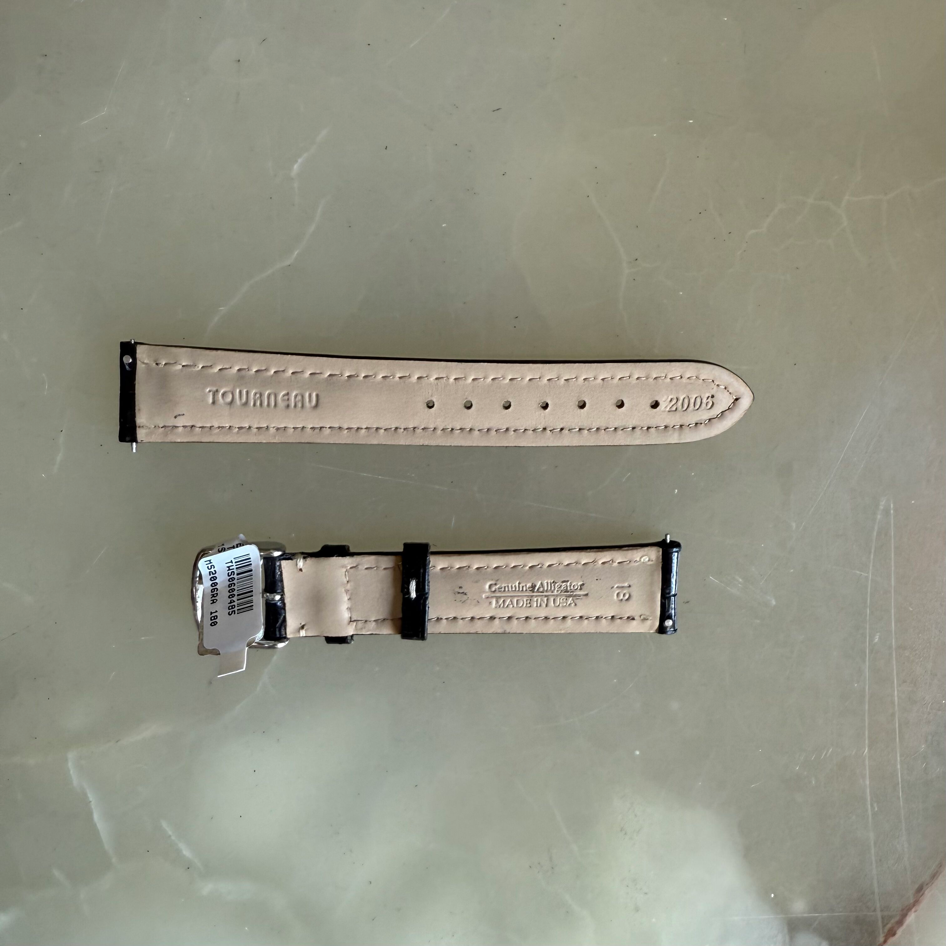 Genuine Alligator Black Watch Strap Band 18mm Padded & Stitched with Buckle