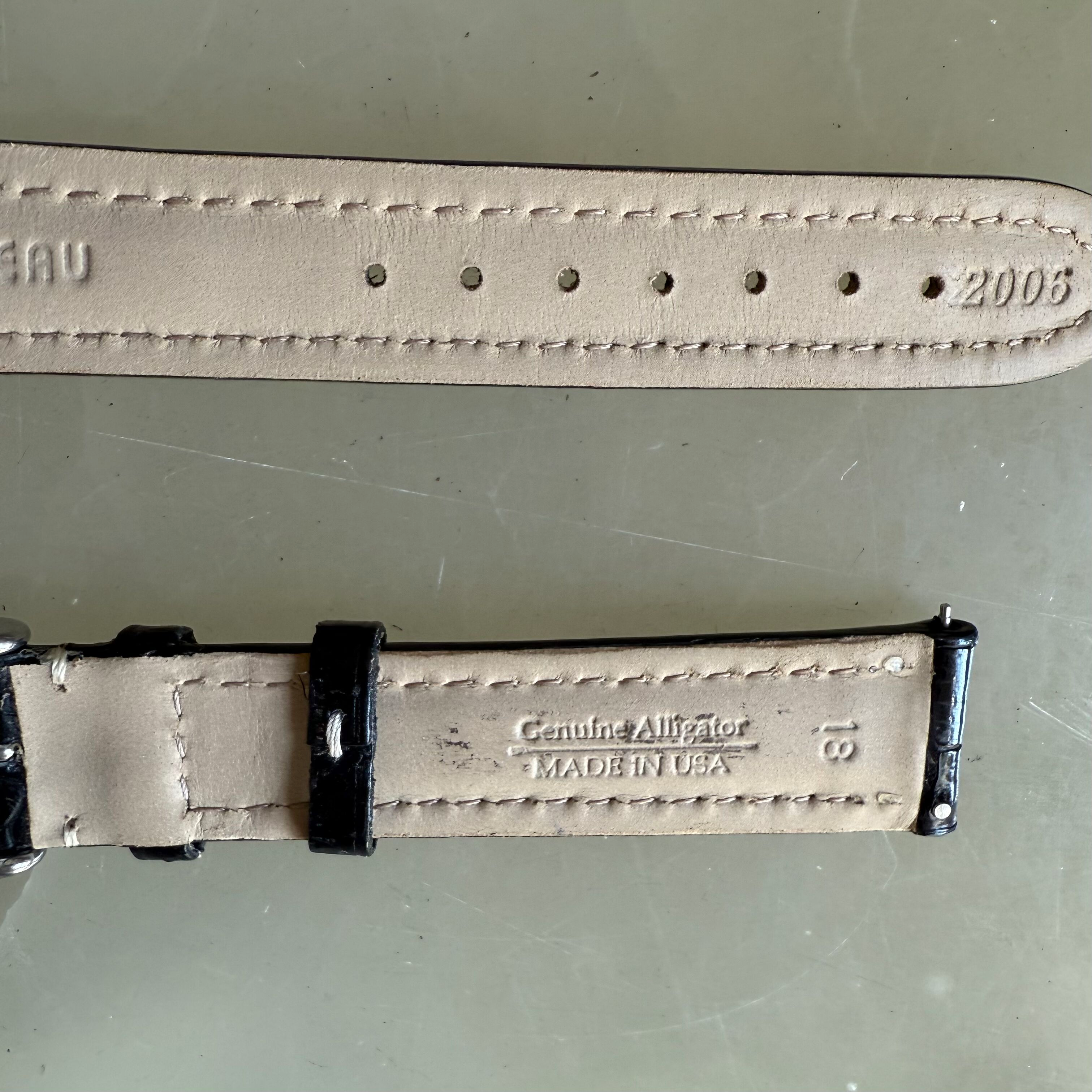 Genuine Alligator Black Watch Strap Band 18mm Padded & Stitched with Buckle