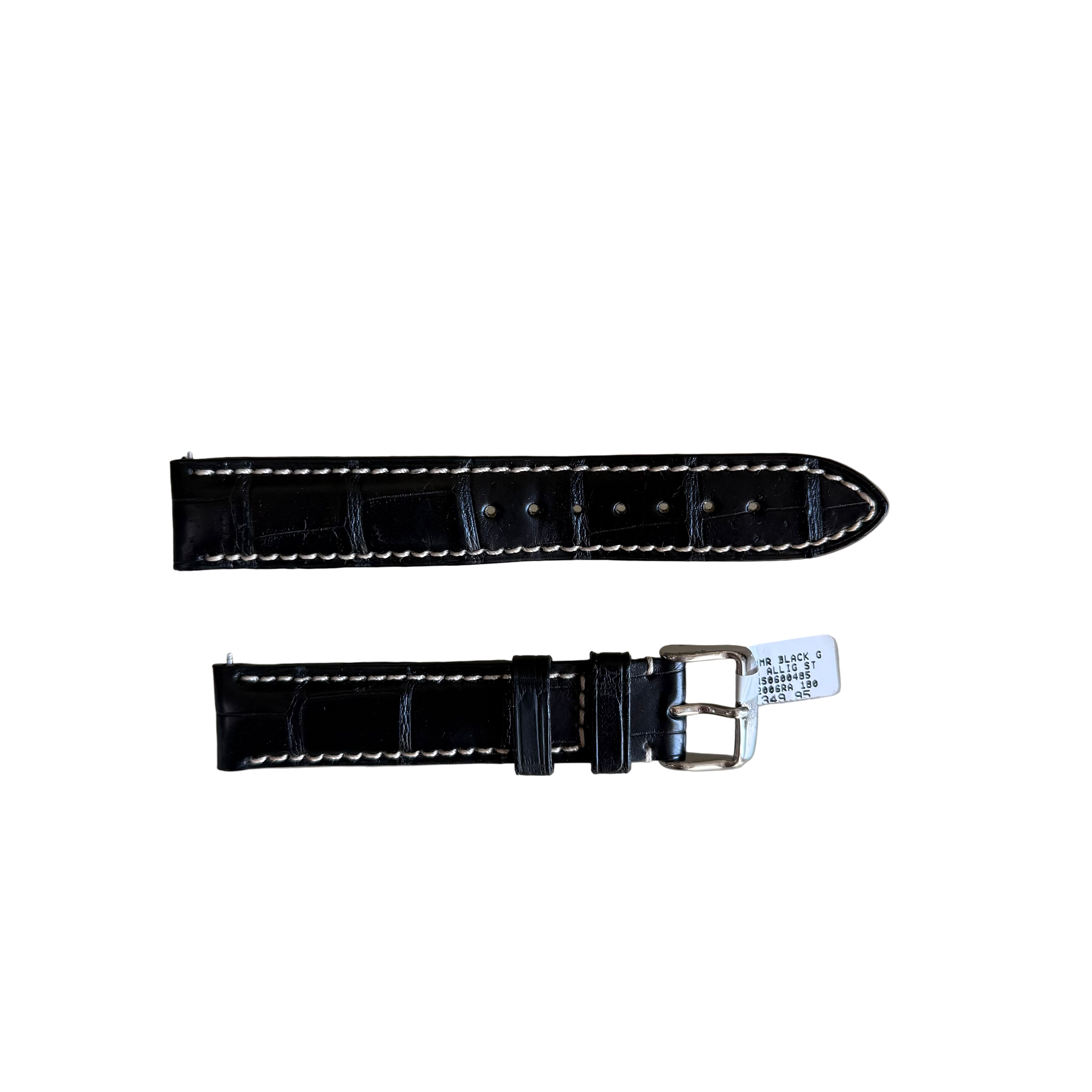 Genuine Alligator Black Watch Strap Band 18mm Padded & Stitched with Buckle
