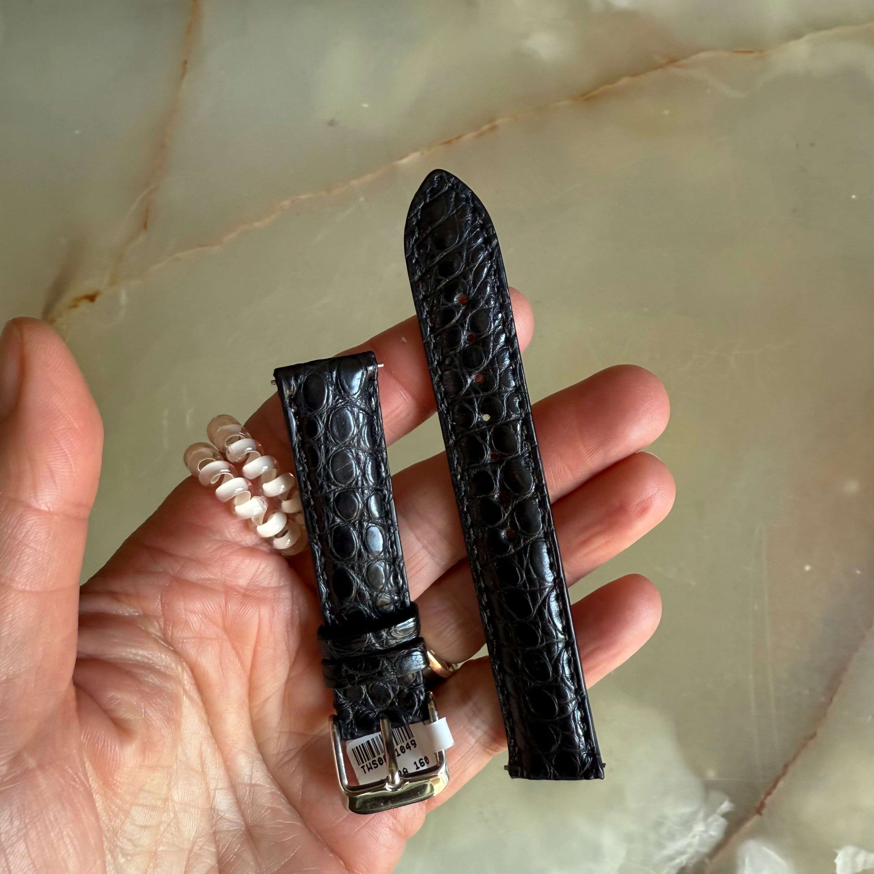 Genuine Alligator Black Watch Strap Band 16mm Padded & Stitched with Buckle