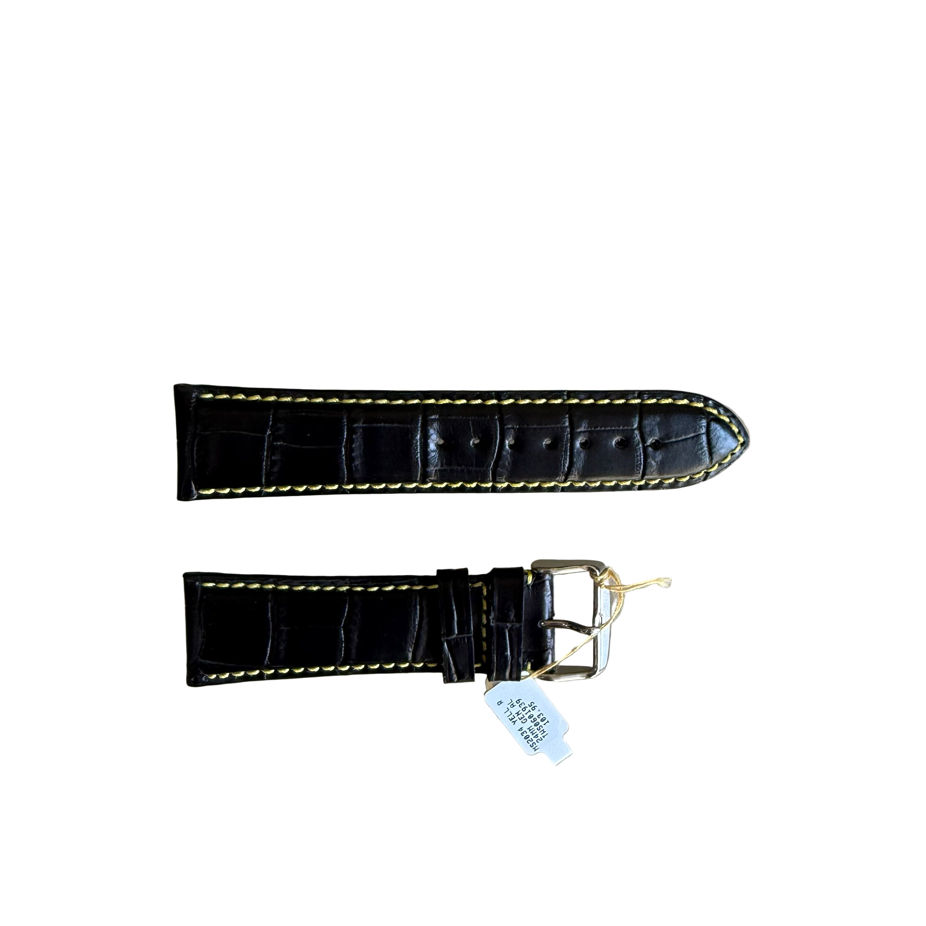 Genuine Alligator Black Watch Strap Band 24mm Padded & Stitched with Buckle