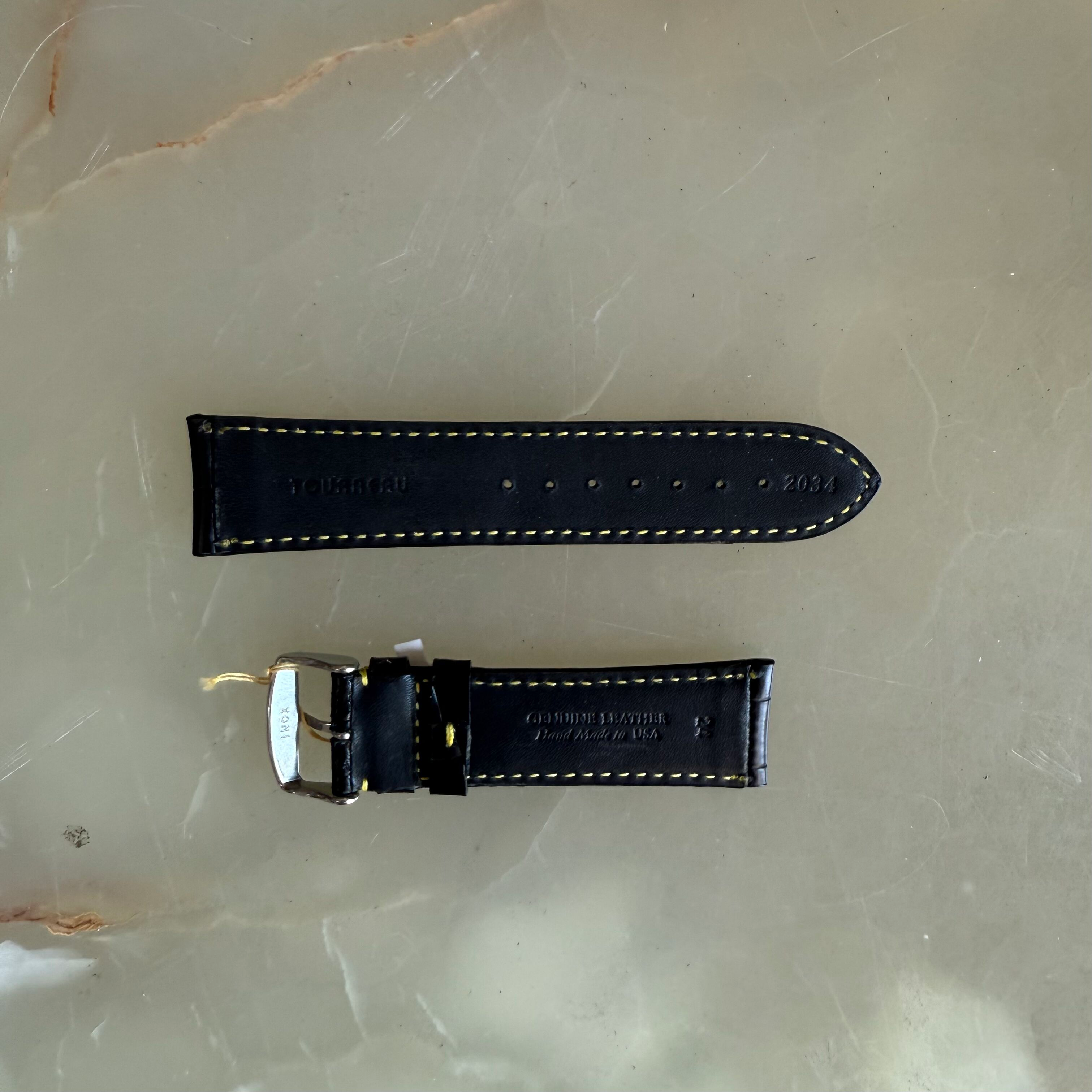 Genuine Alligator Black Watch Strap Band 24mm Padded & Stitched with Buckle