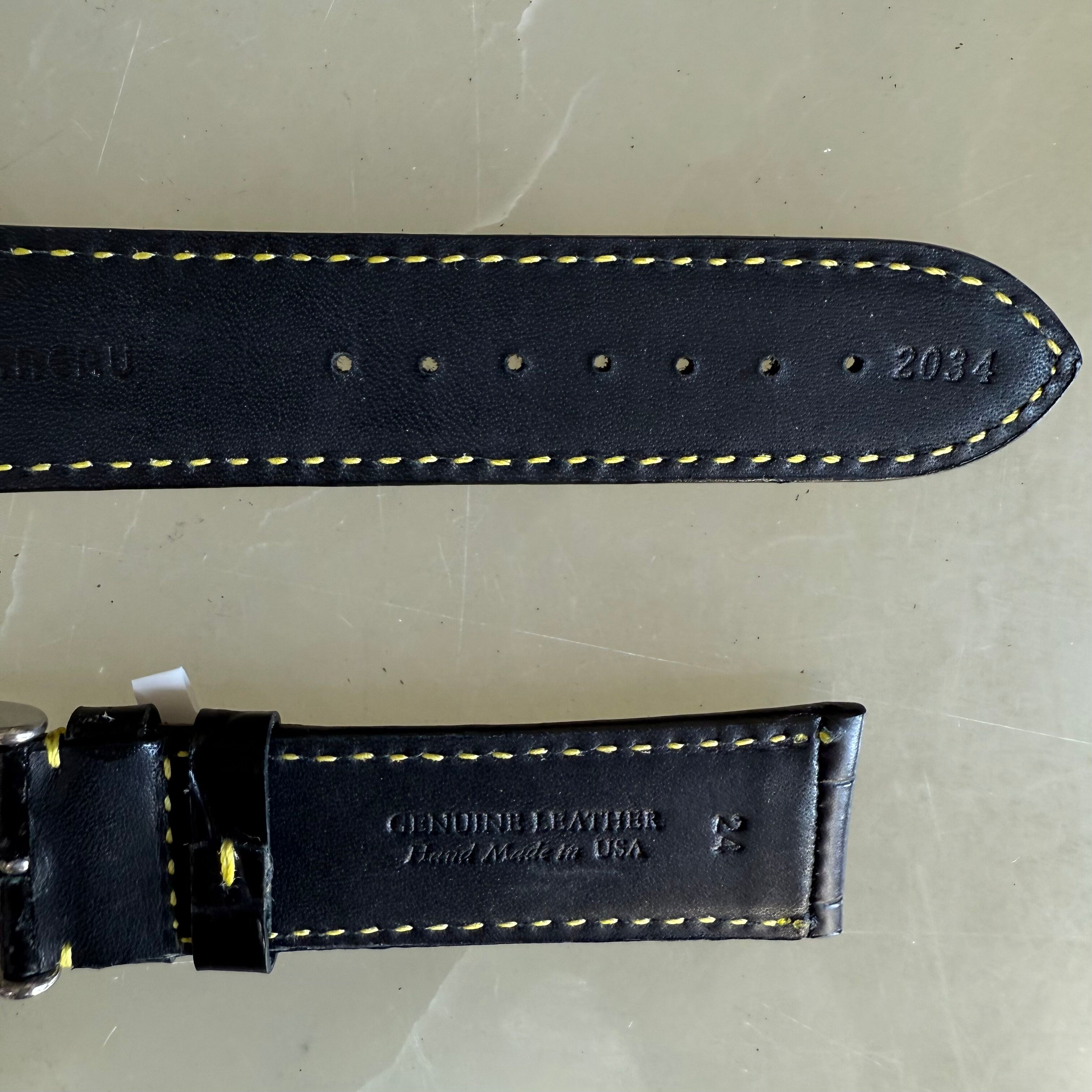 Genuine Alligator Black Watch Strap Band 24mm Padded & Stitched with Buckle