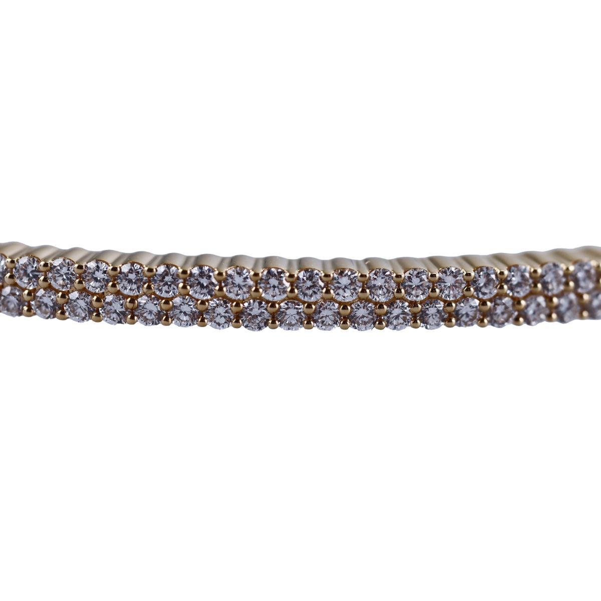 Memoire Paramount 18k Gold Diamond Double Row Bangle Bracelet