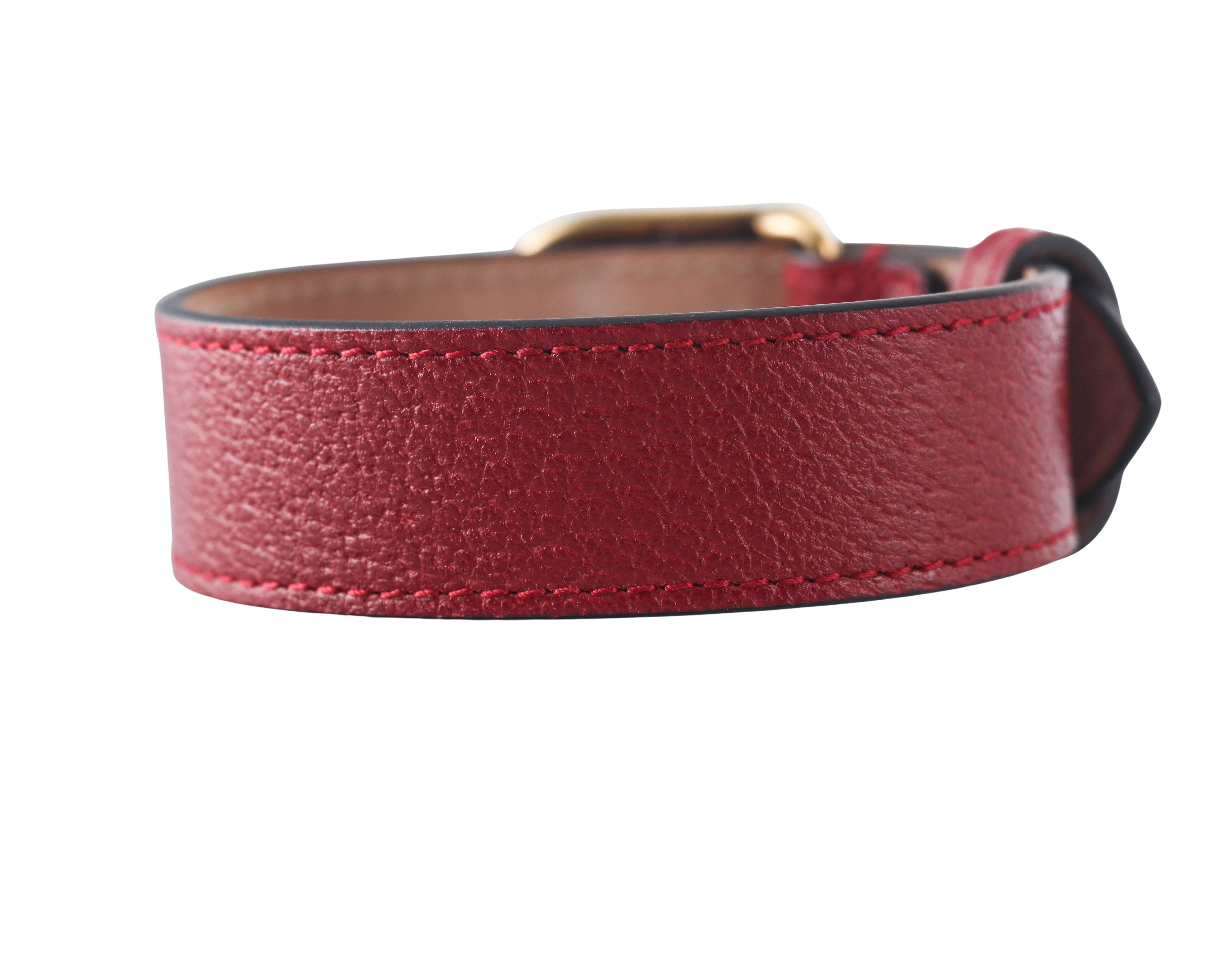 Gucci Icon GG Red Leather Gold Tone Bracelet