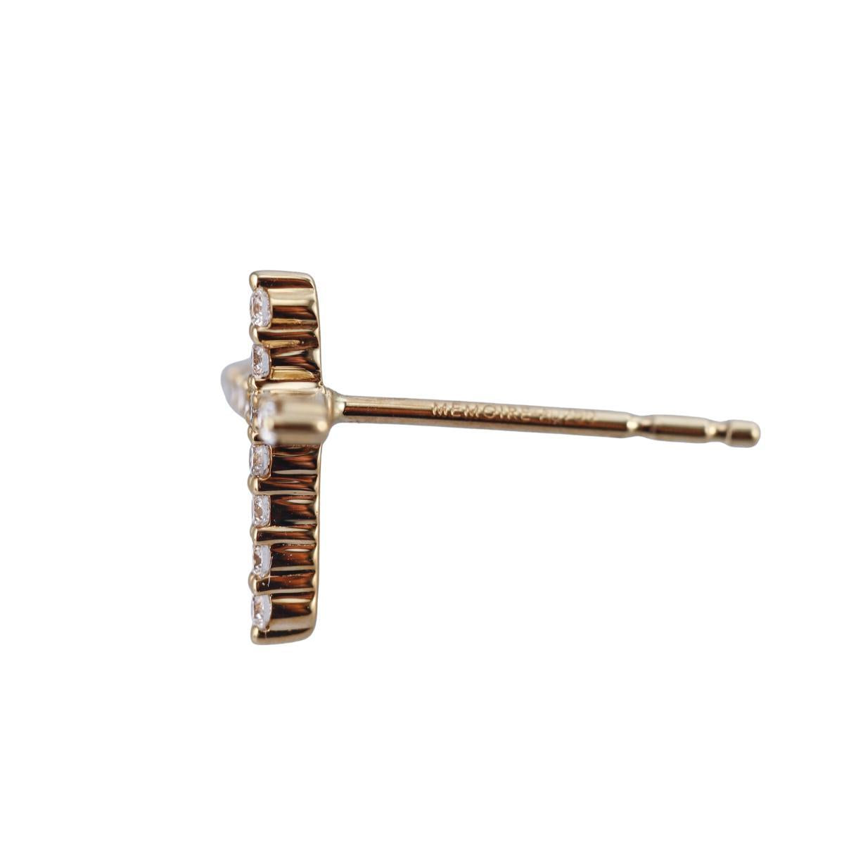 Memoire Luna 18k Gold Diamond Cross Stud Earrings