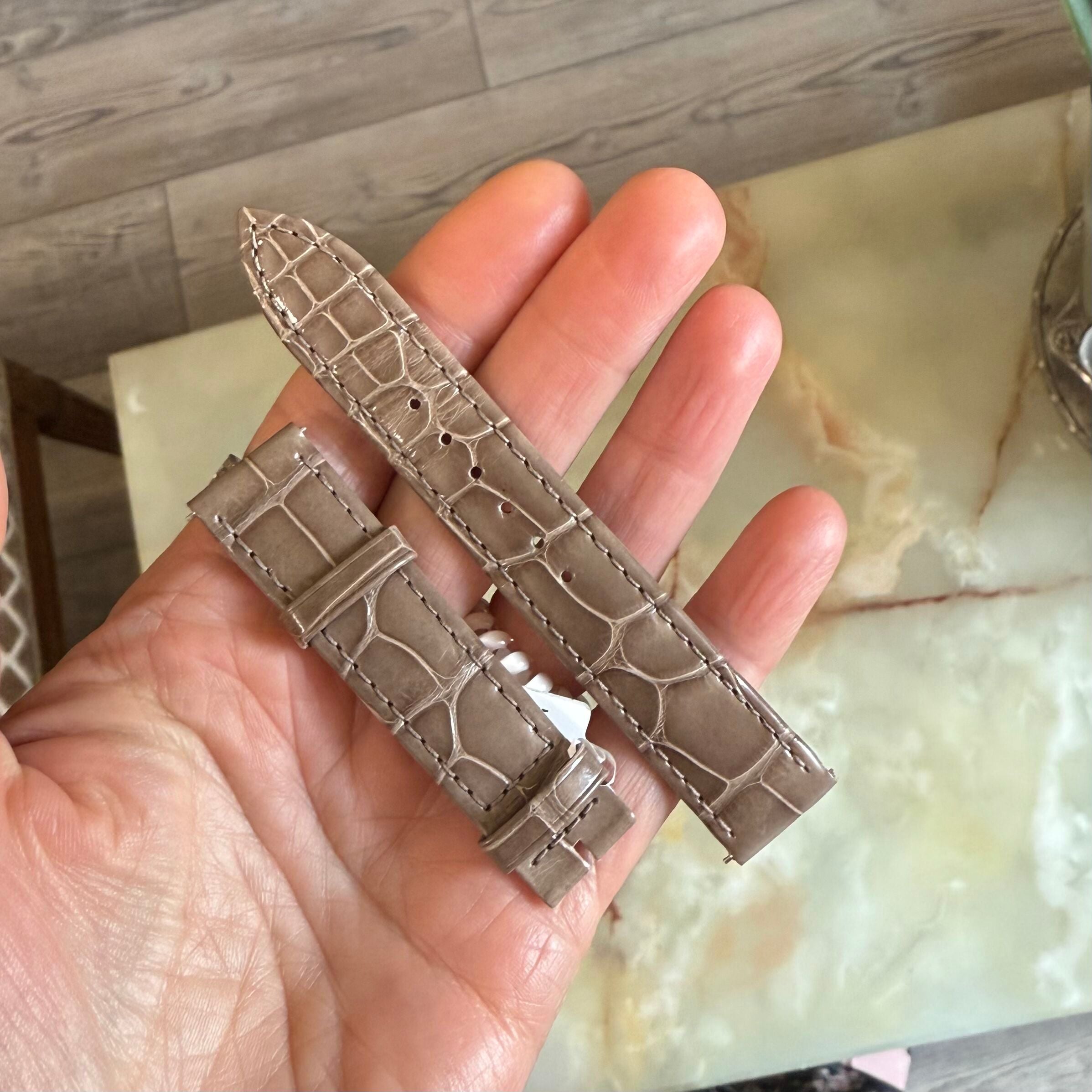 Authentic Jaeger LeCoultre Gray Alligator Watch Strap Band 17mm