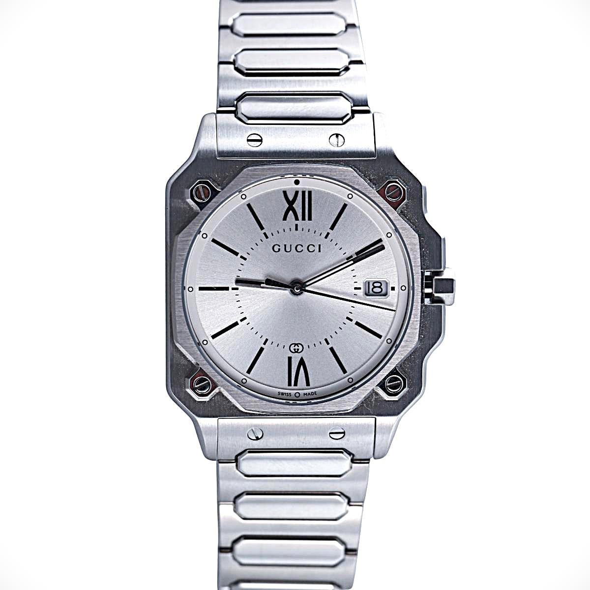Gucci G-Flat White Dial 30mm Steel Watch YA166504