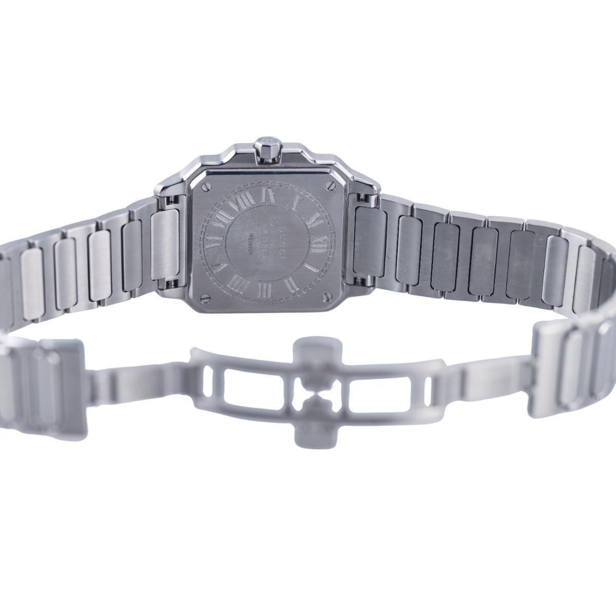 Gucci G-Flat Black Dial 30mm Steel Watch YA166505