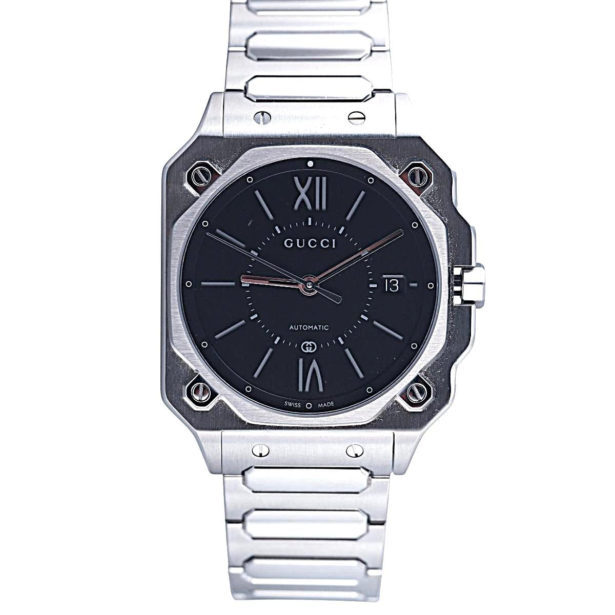 Gucci G-Flat Black Dial Automatic 36mm Stainless Steel Watch YA166401