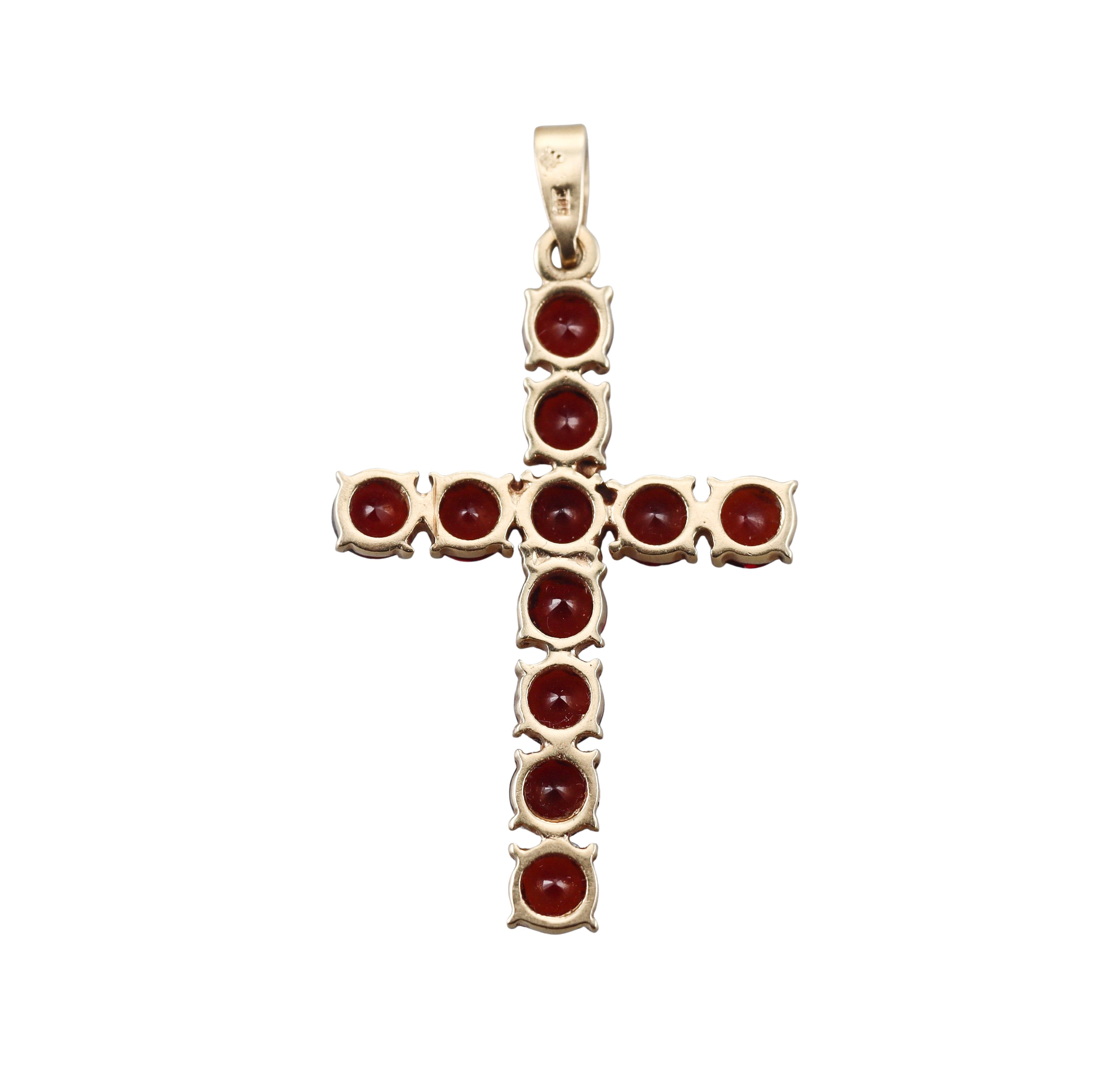 14k Gold Bohemian Garnet Cross Pendant